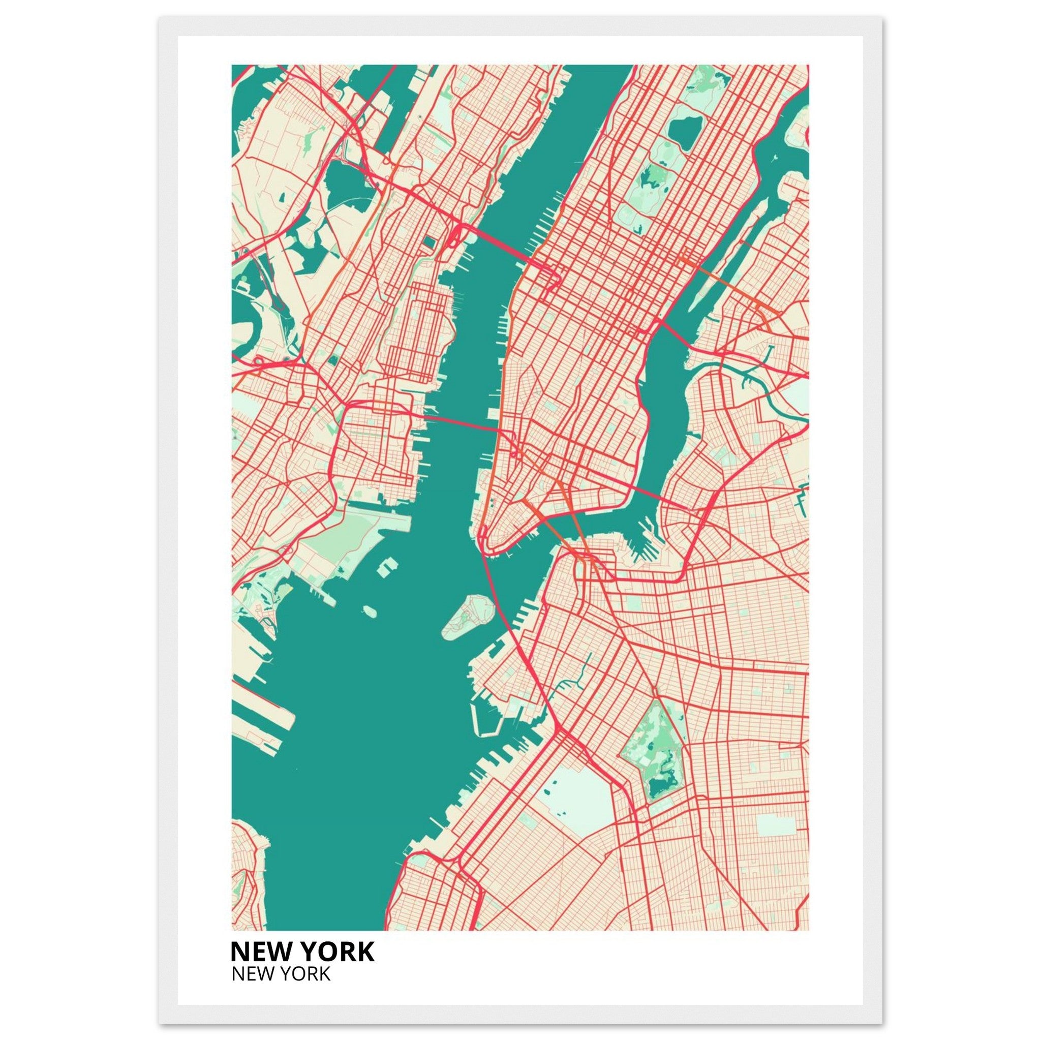 new york map poster print