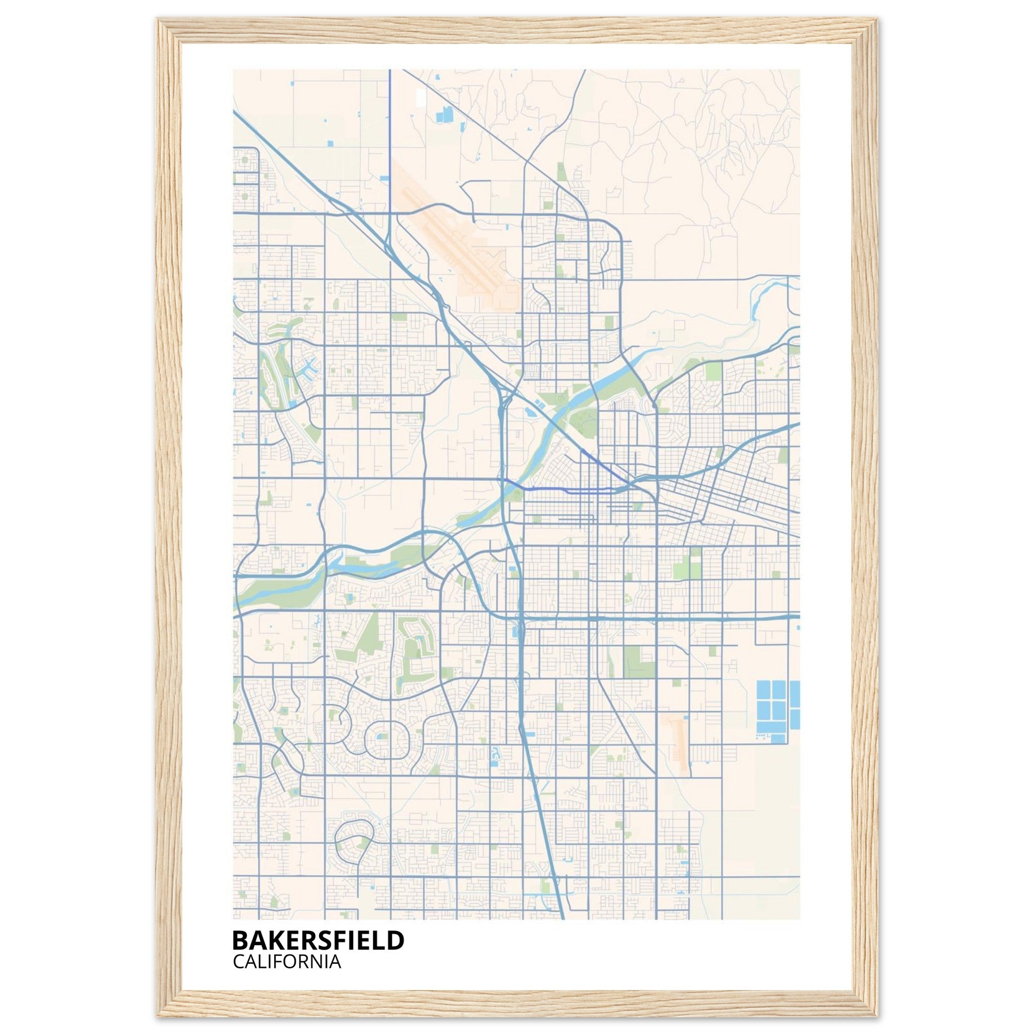 bakersfield map poster print