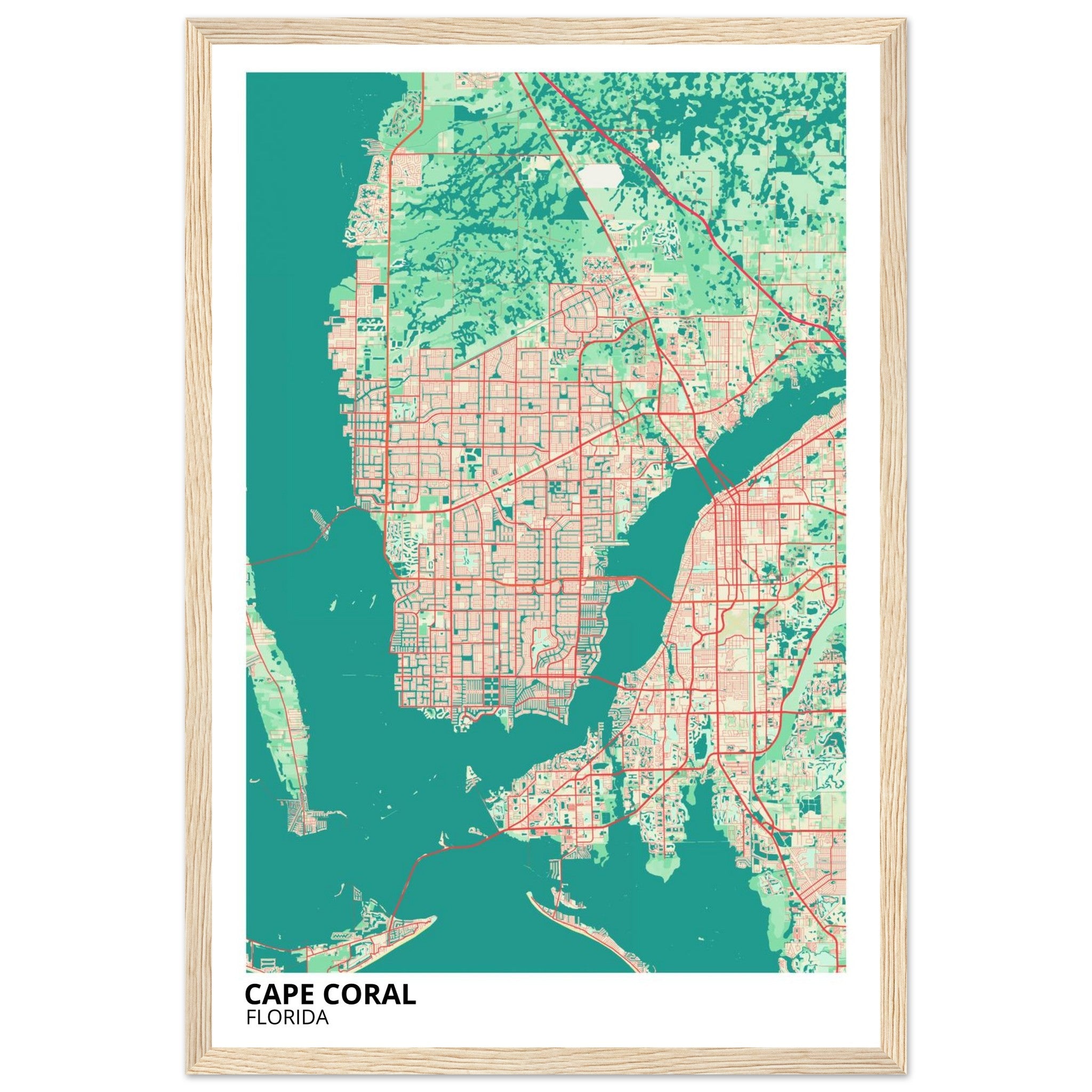 cape coral map poster print