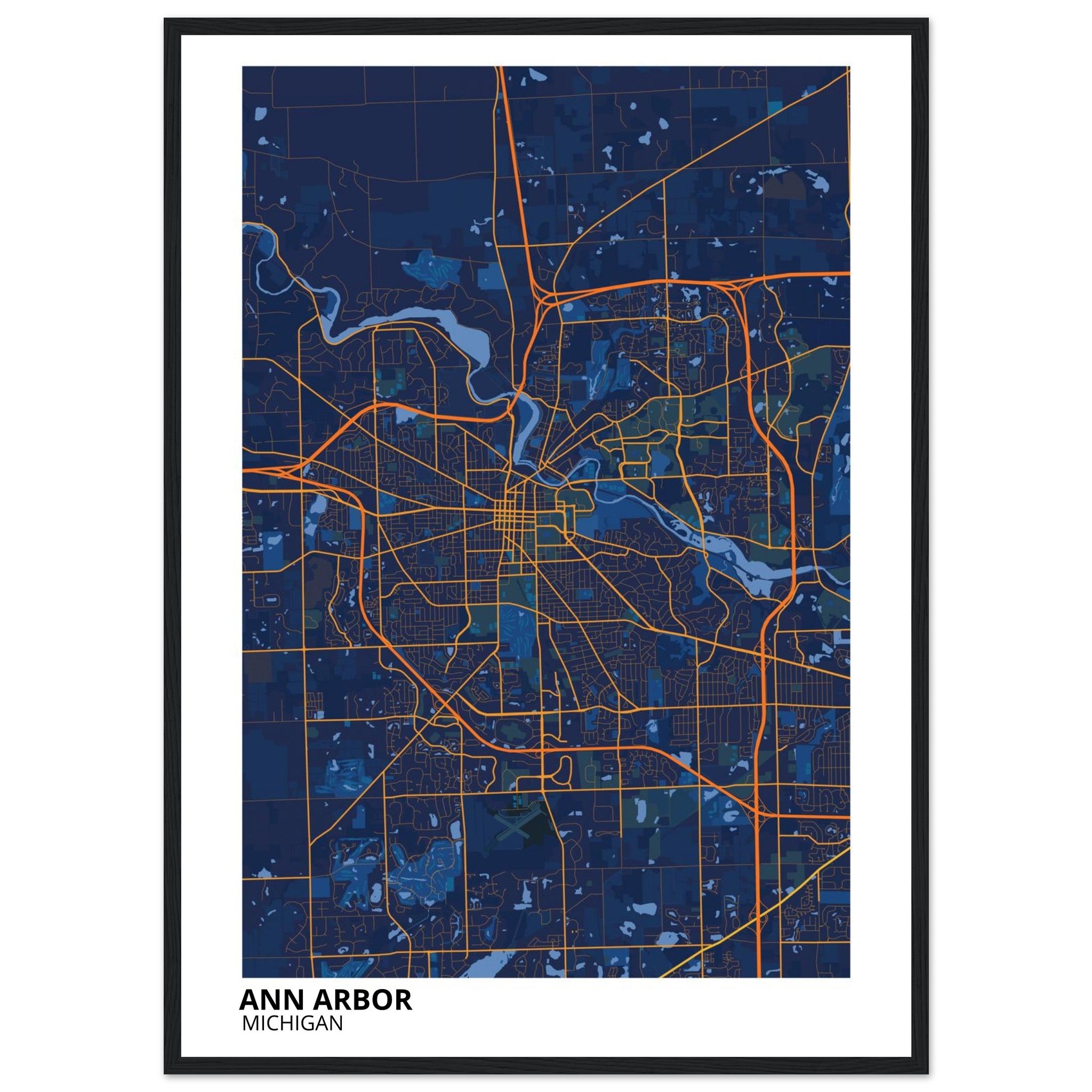 Ann Arbor Michigan City Map Poster | Custom Map Art Print - Ink And Atlas