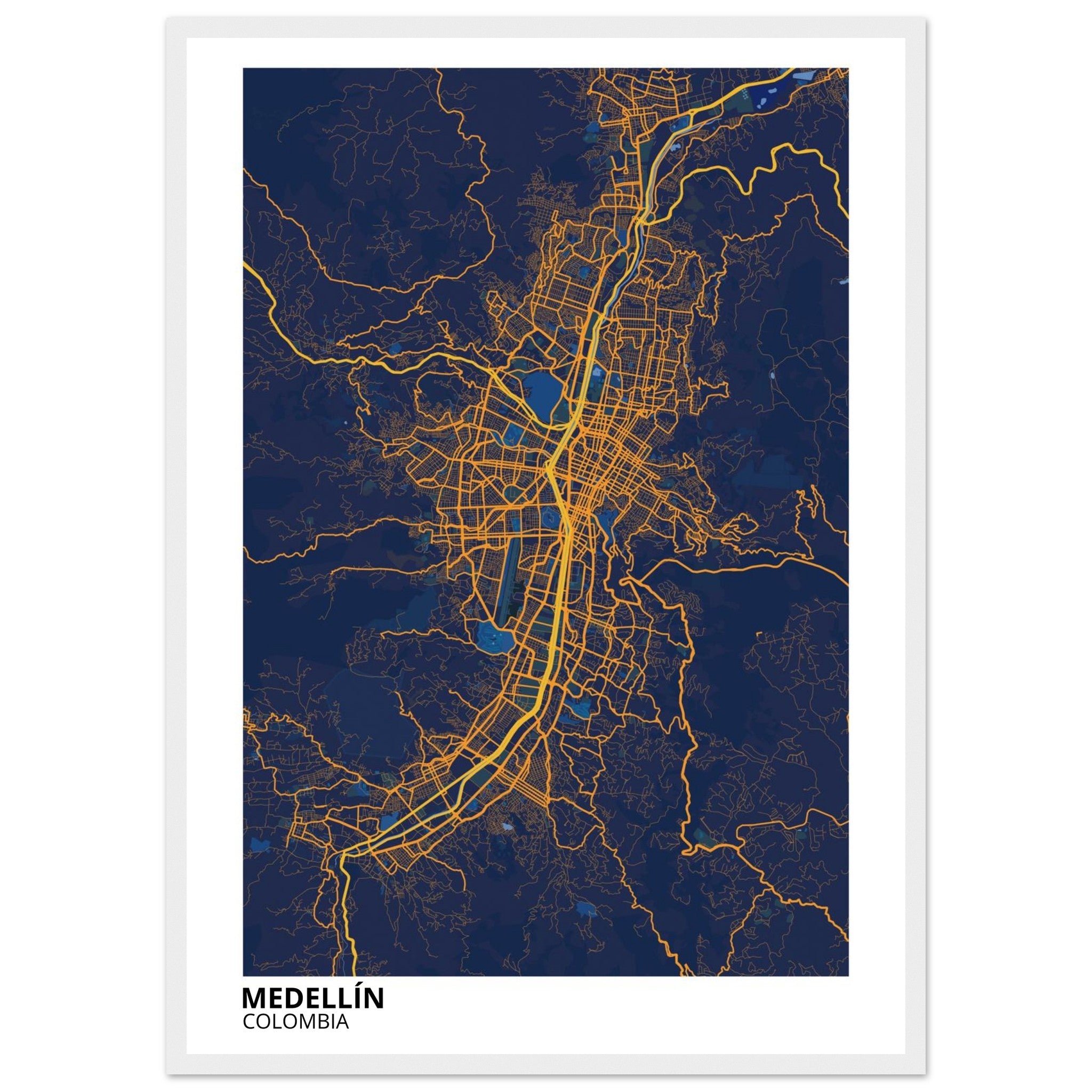 Medellín Colombia City Map Poster | Custom Map Art Print - Ink And Atlas