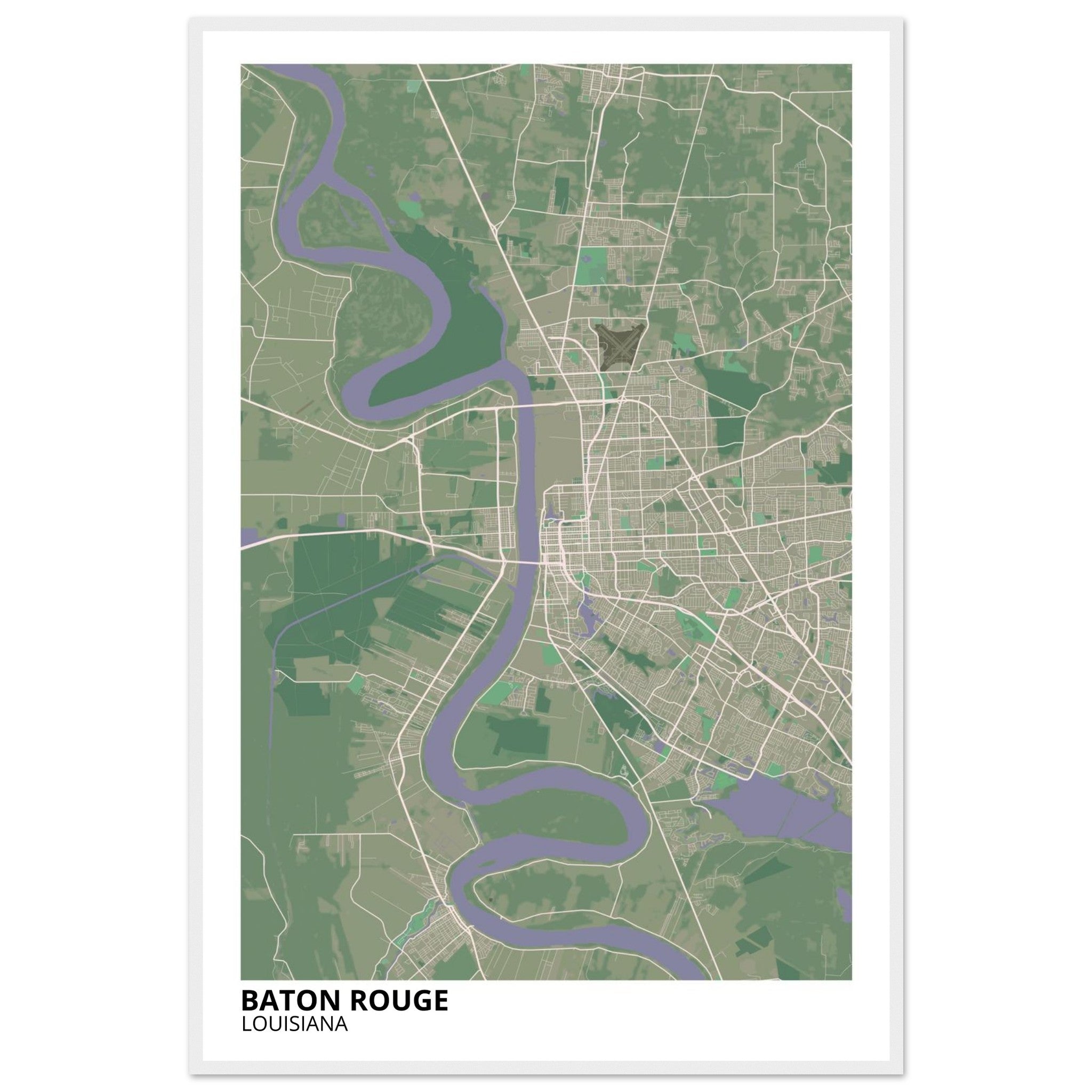 baton rouge map poster print