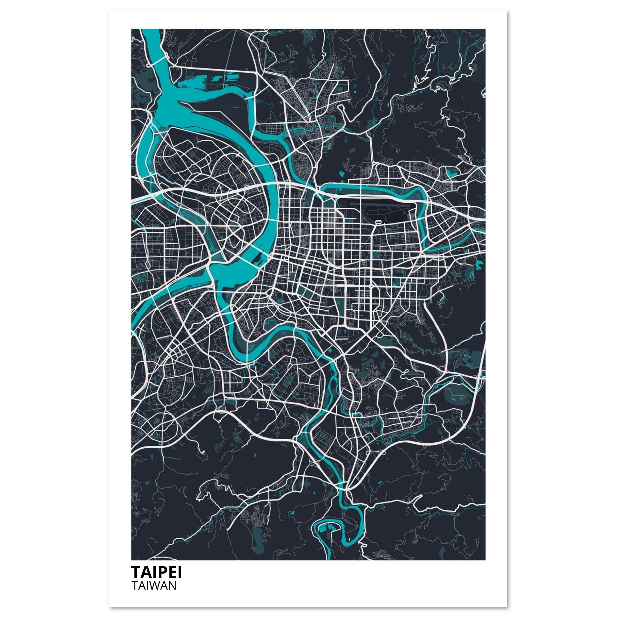 Taipei Taiwan City Map Poster | Custom Map Art Print - Ink And Atlas
