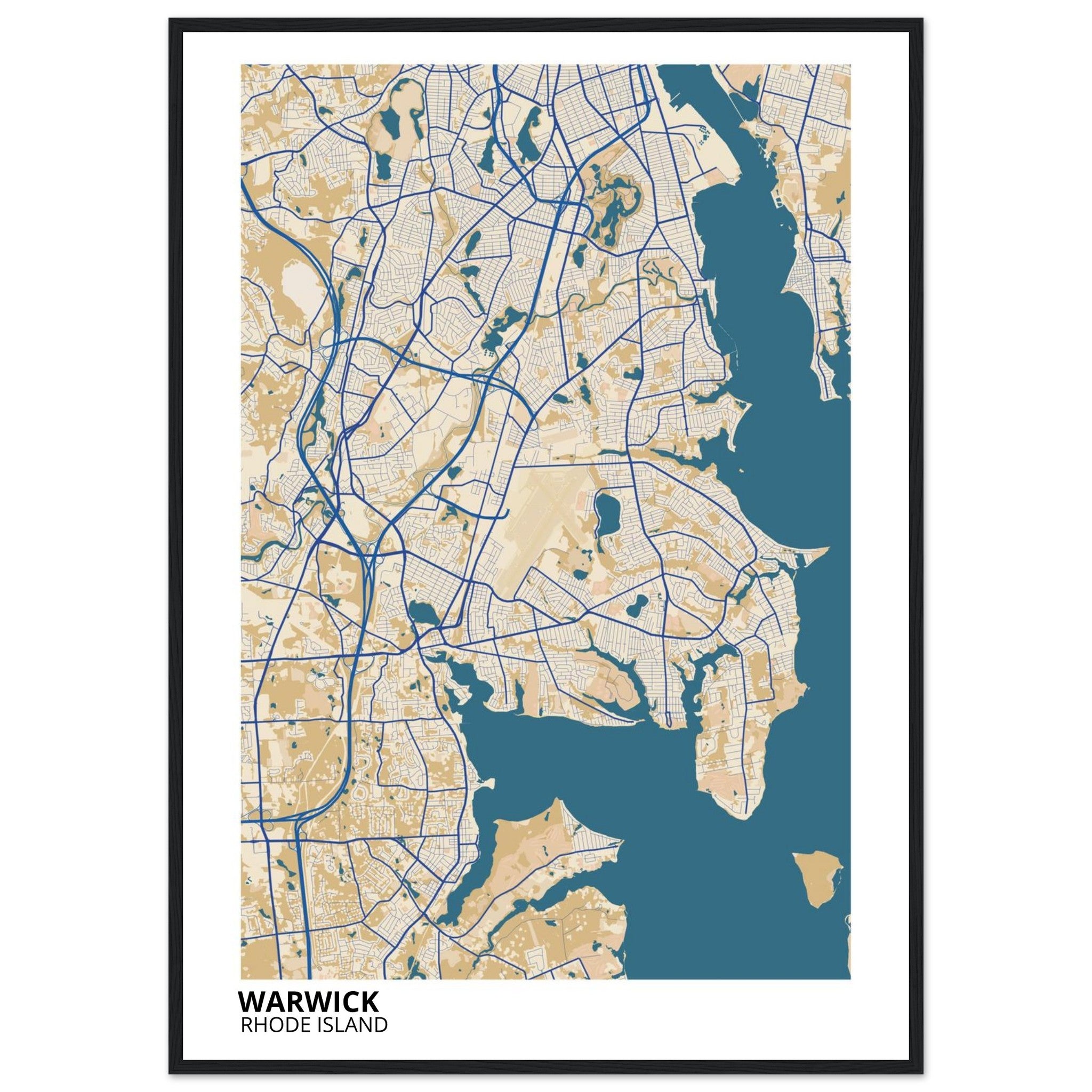 Warwick Rhode Island City Map Poster | Custom Map Art Print - Ink And Atlas
