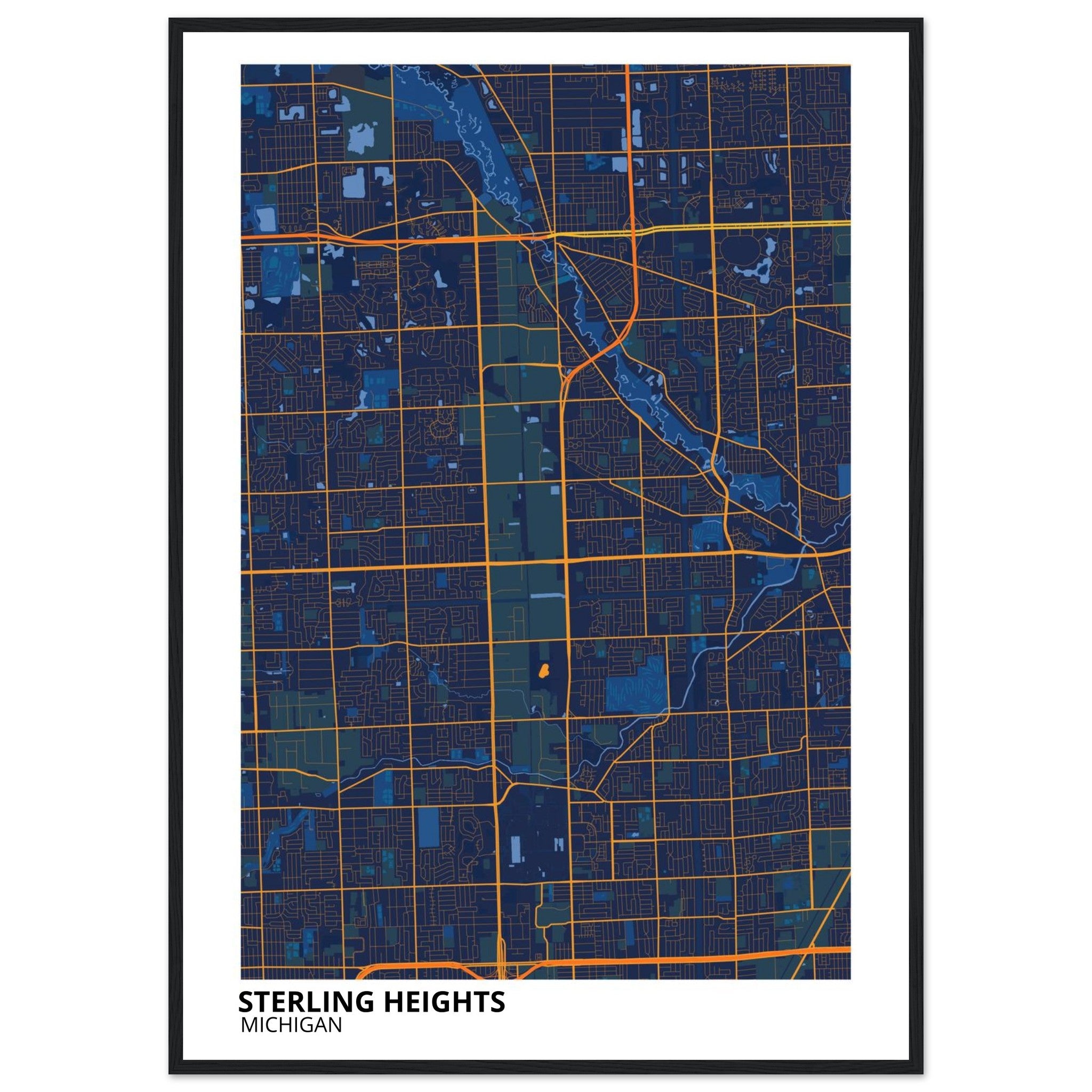 Sterling Heights Michigan City Map Poster | Custom Map Art Print - Ink And Atlas