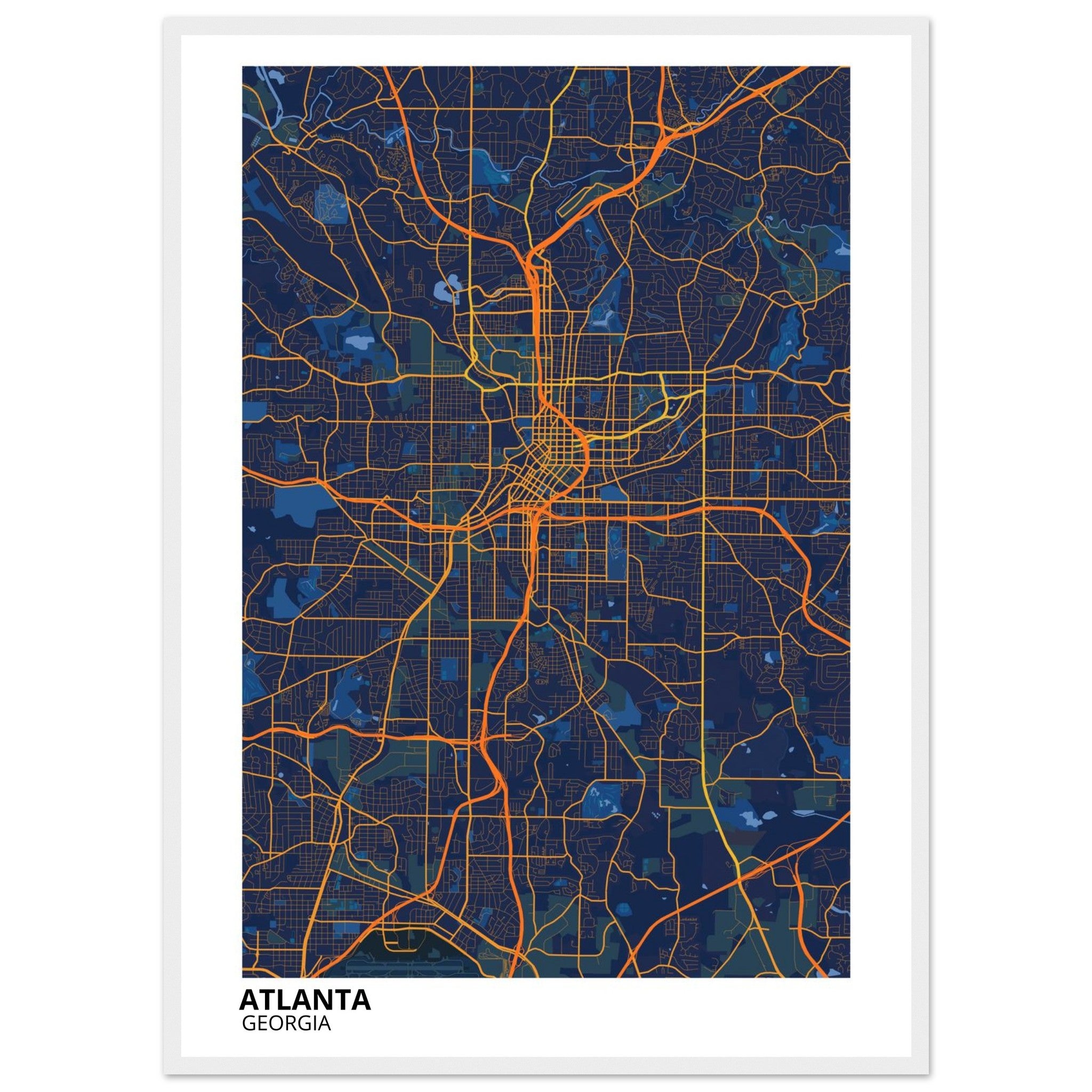 atlanta map poster print