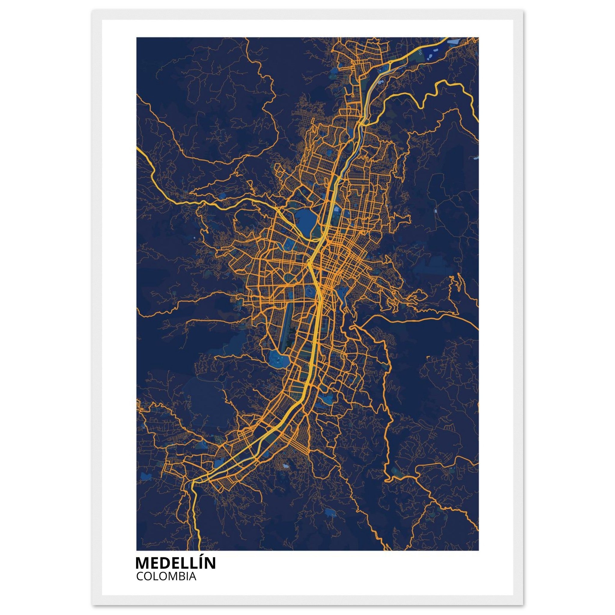 Medellín Colombia City Map Poster | Custom Map Art Print - Ink And Atlas