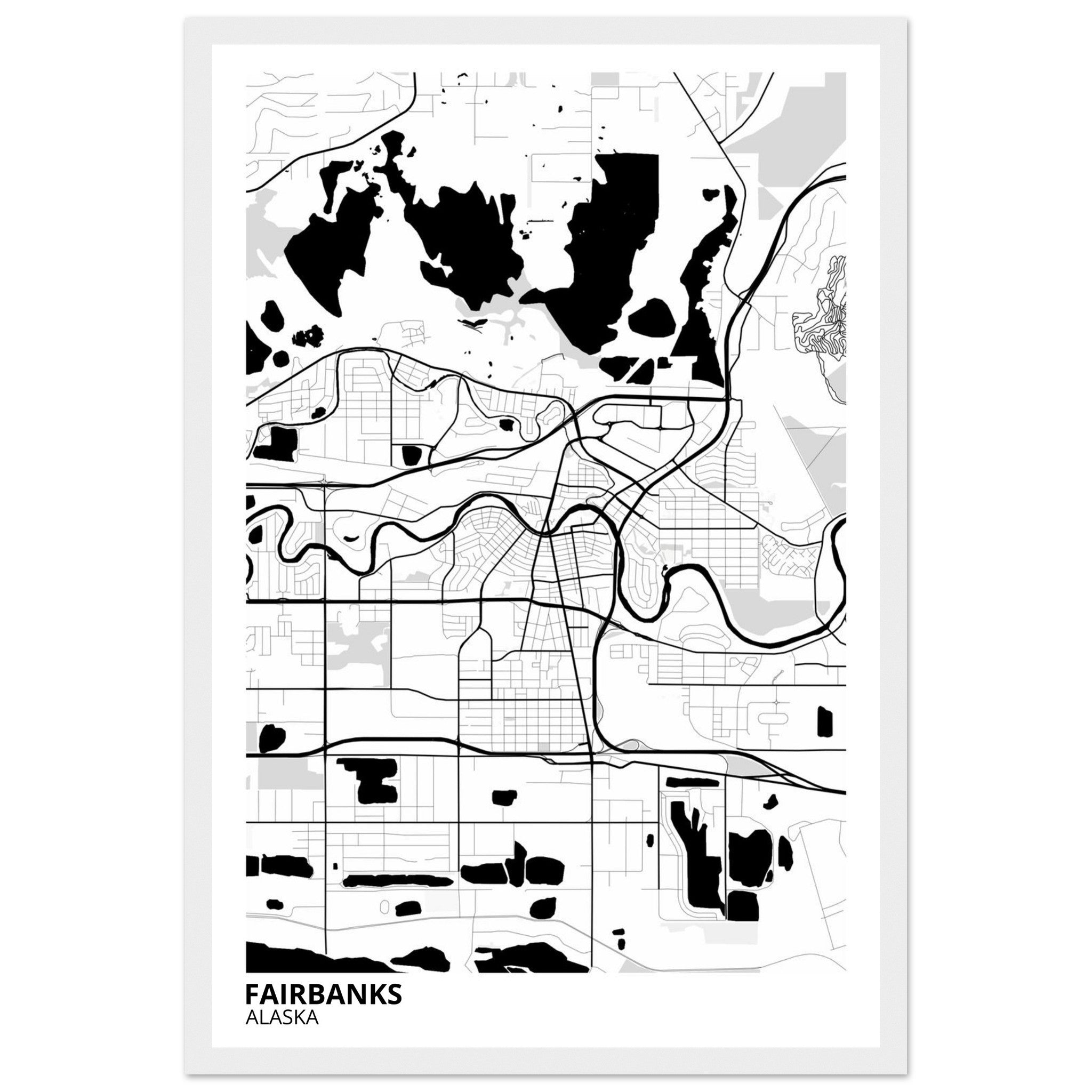 Fairbanks Alaska City Map Poster | Custom Map Art Print - Ink And Atlas