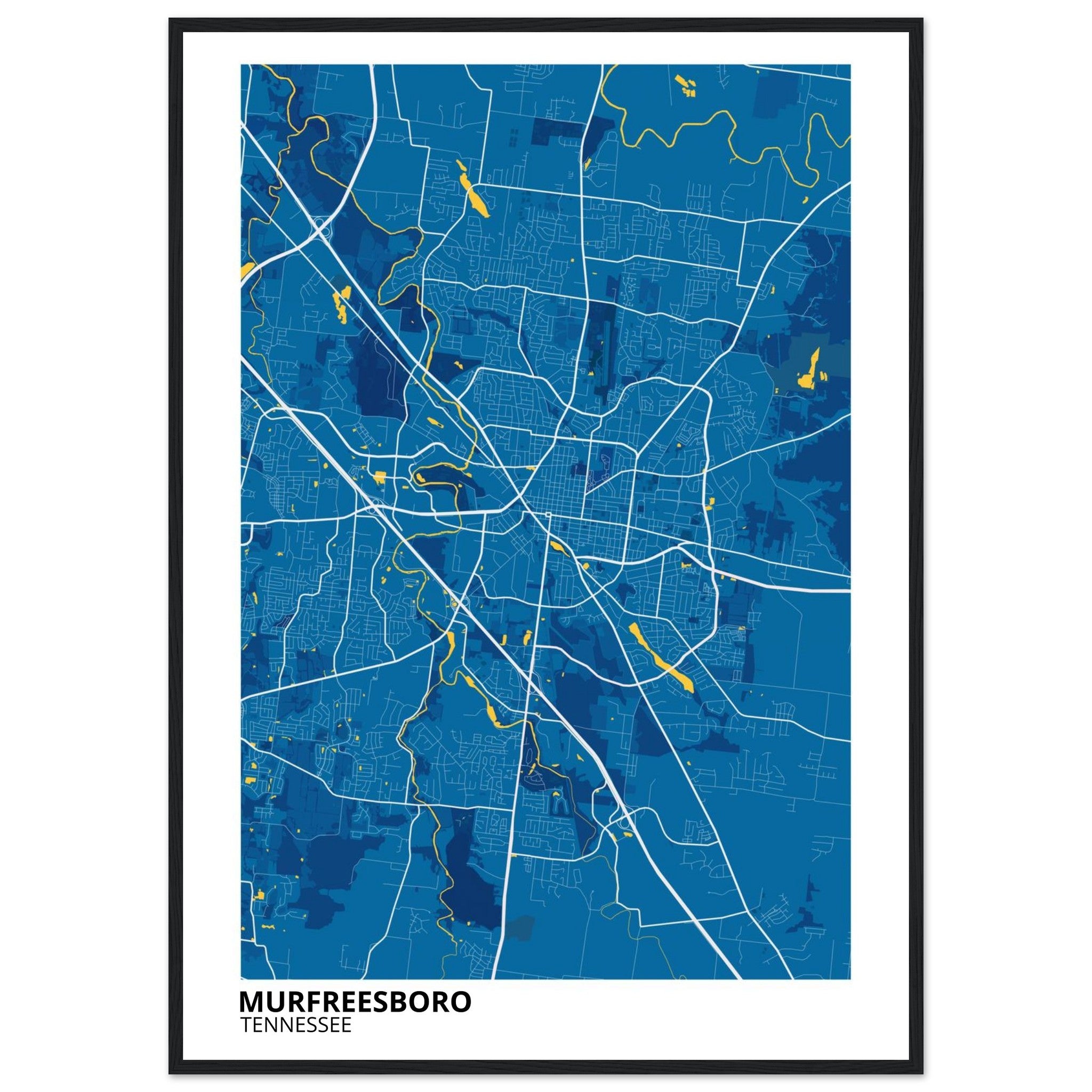 murfreesboro tennessee modern city map print