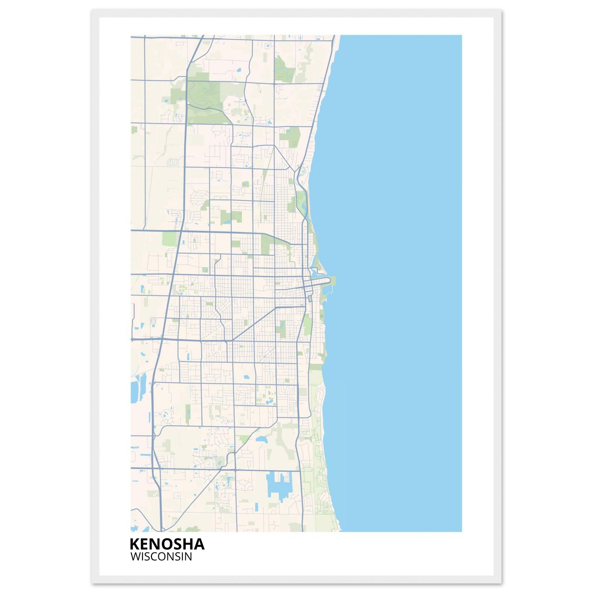 kenosha wisconsin map poster print