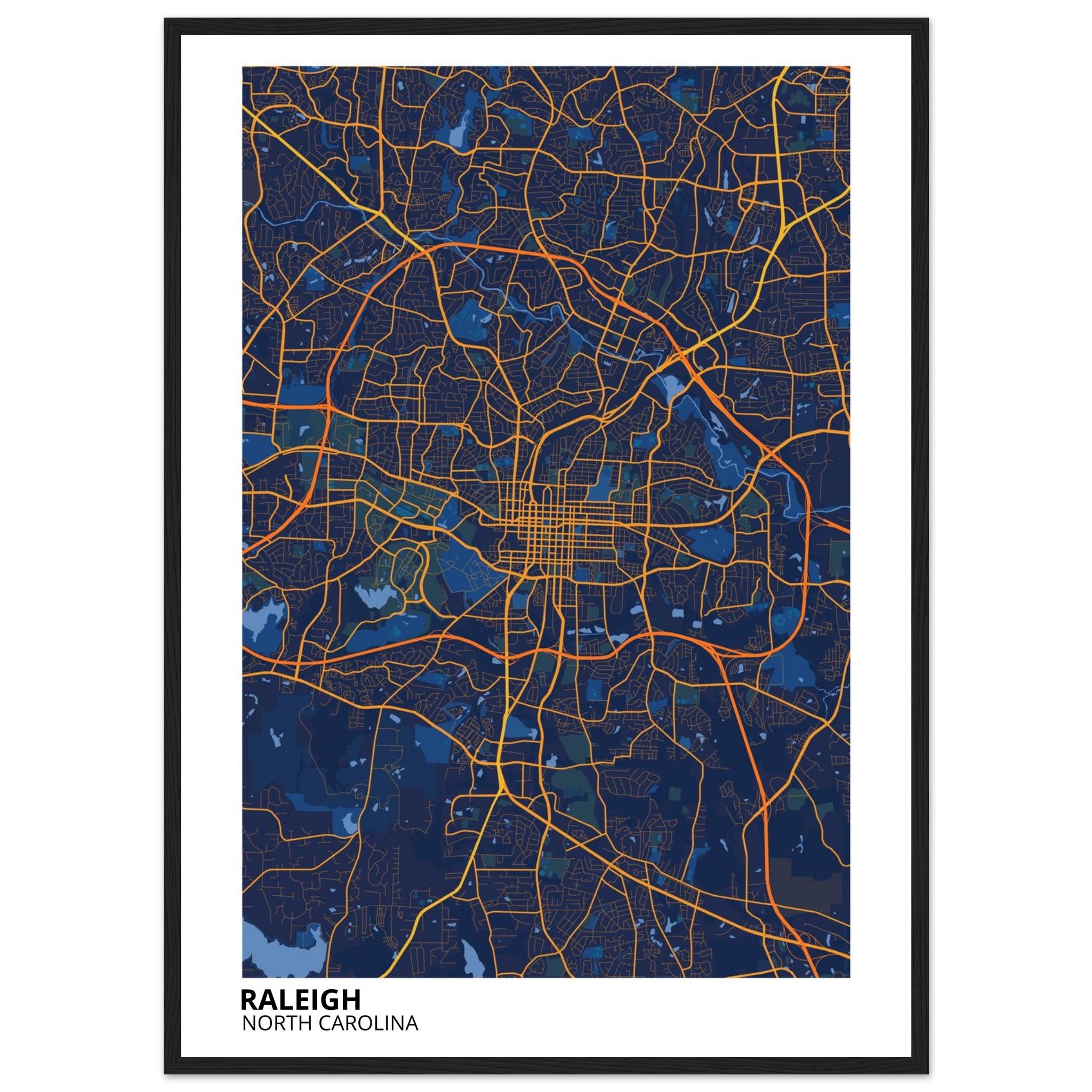 raleigh map poster print