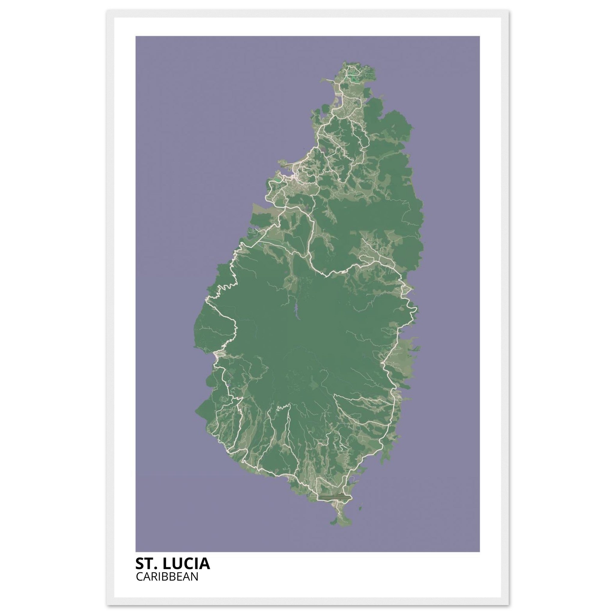 St. Lucia Caribbean City Map Poster | Custom Map Art Print - Ink And Atlas