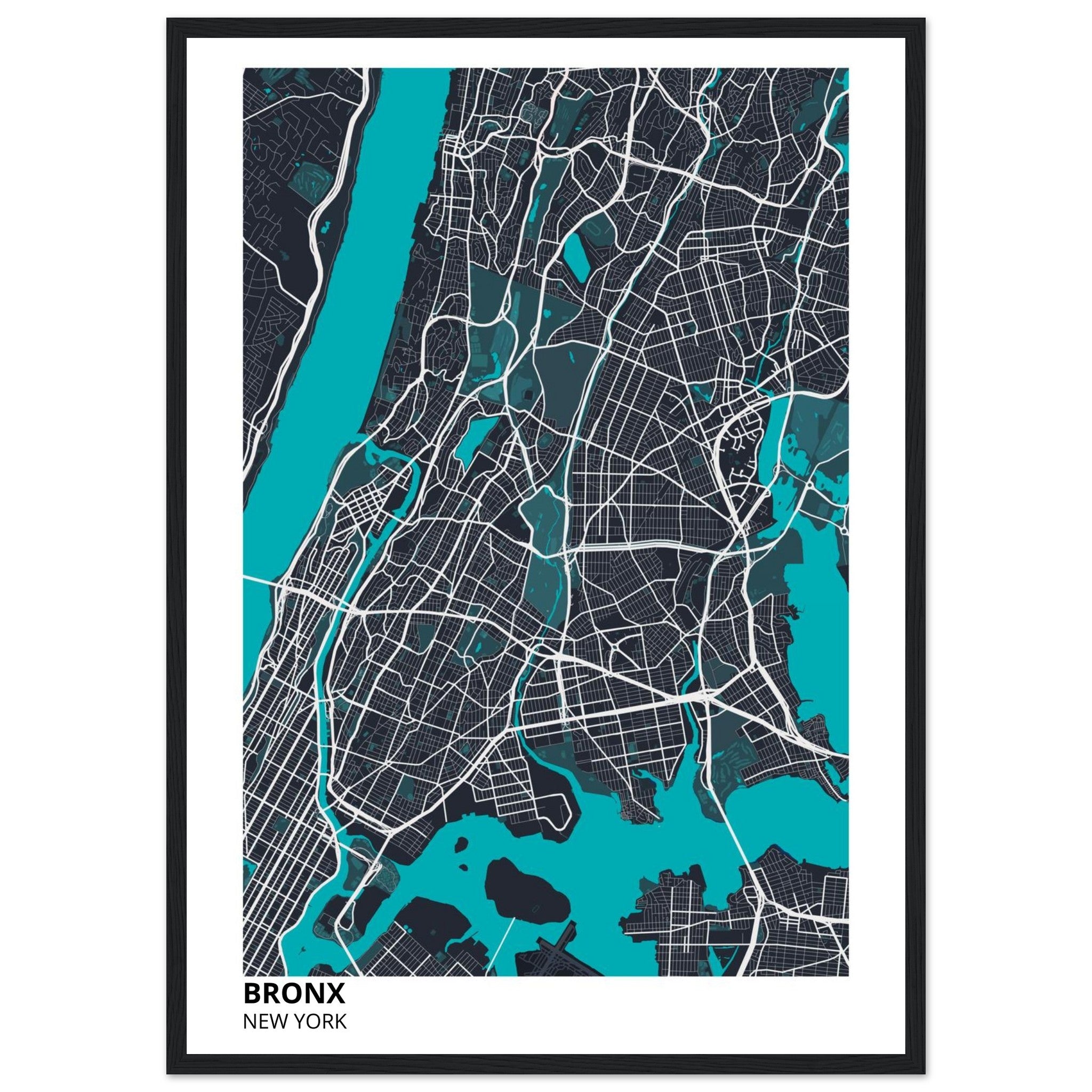 bronx map poster print
