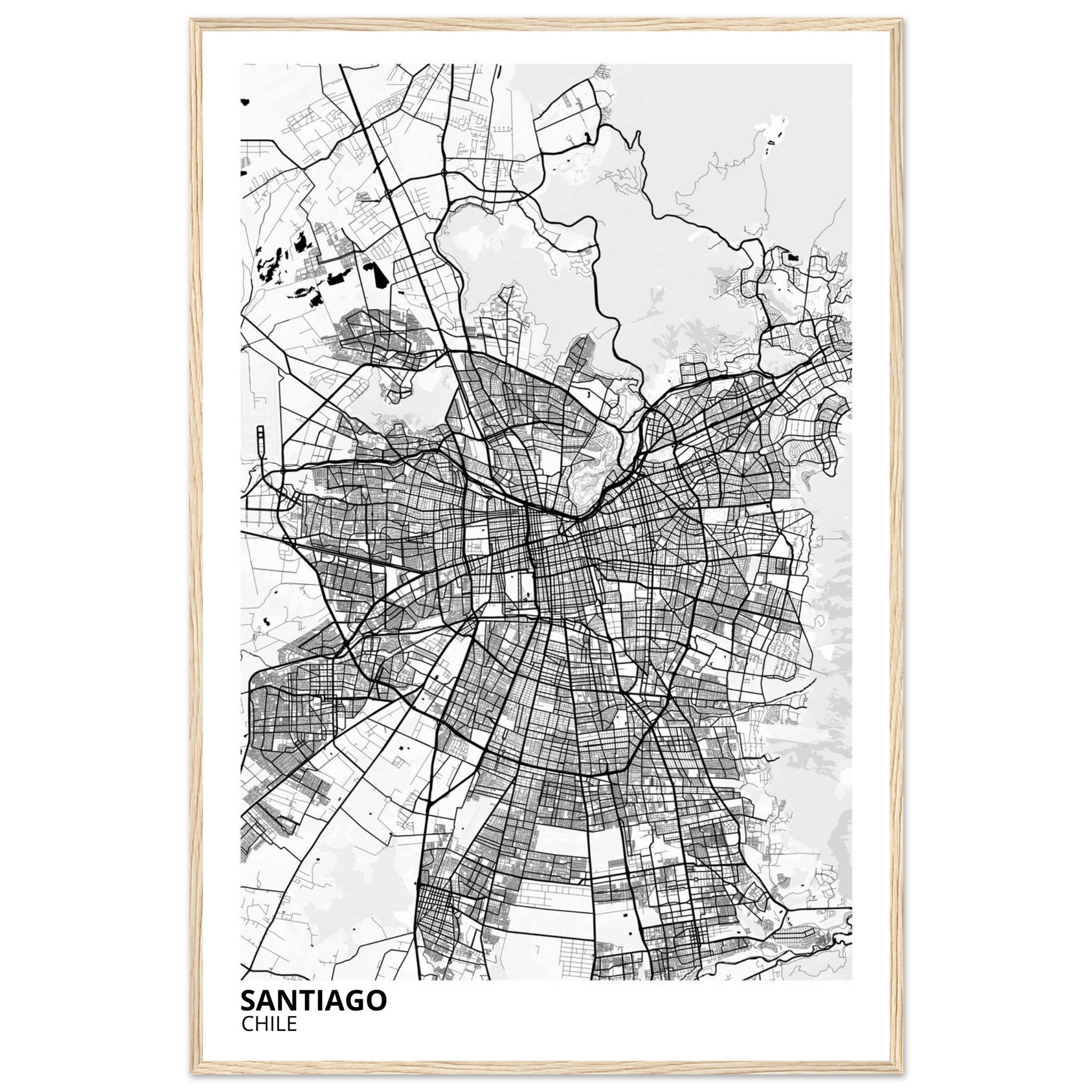 Santiago Chile City Map Poster | Custom Map Art Print - Ink And Atlas