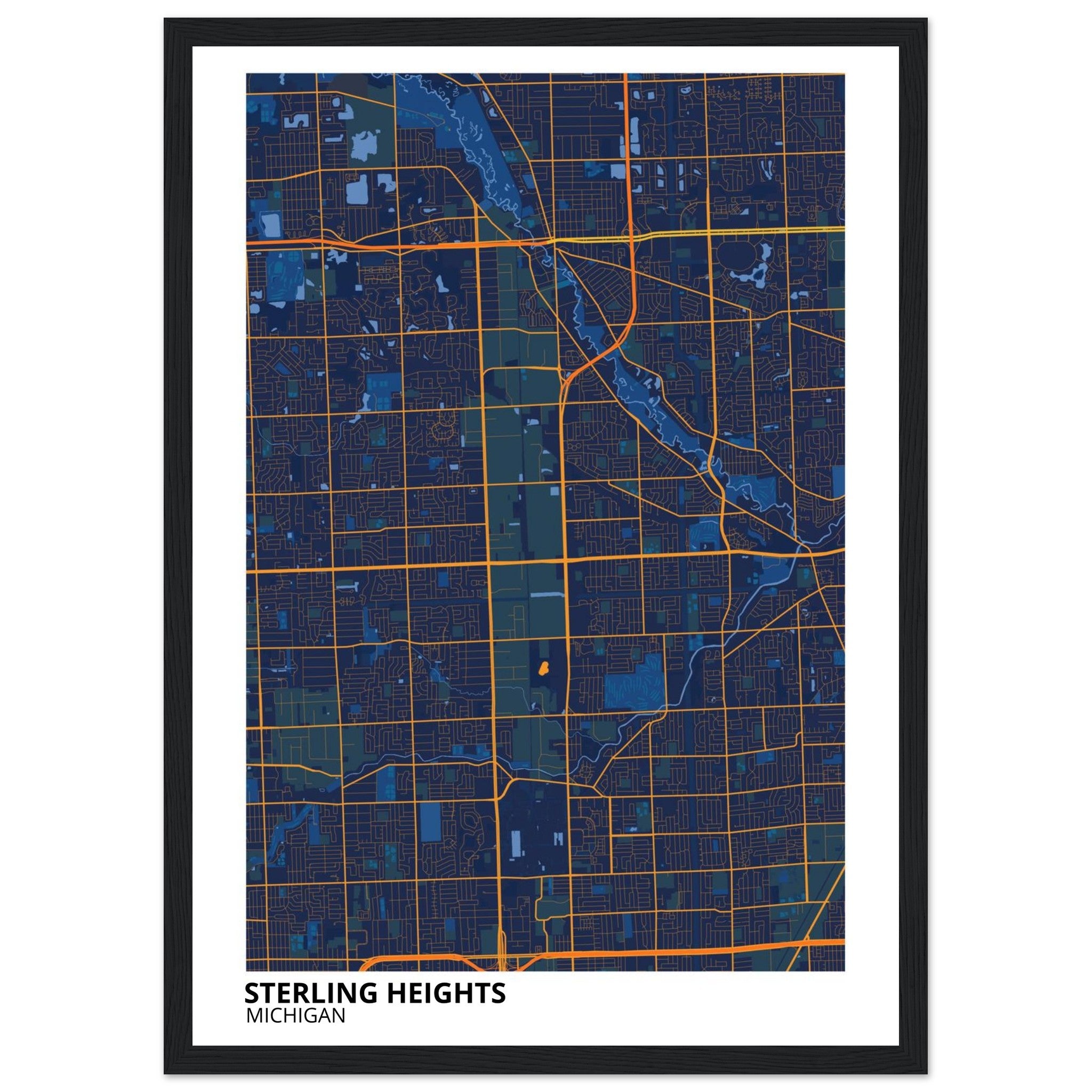 Sterling Heights Michigan City Map Poster | Custom Map Art Print - Ink And Atlas