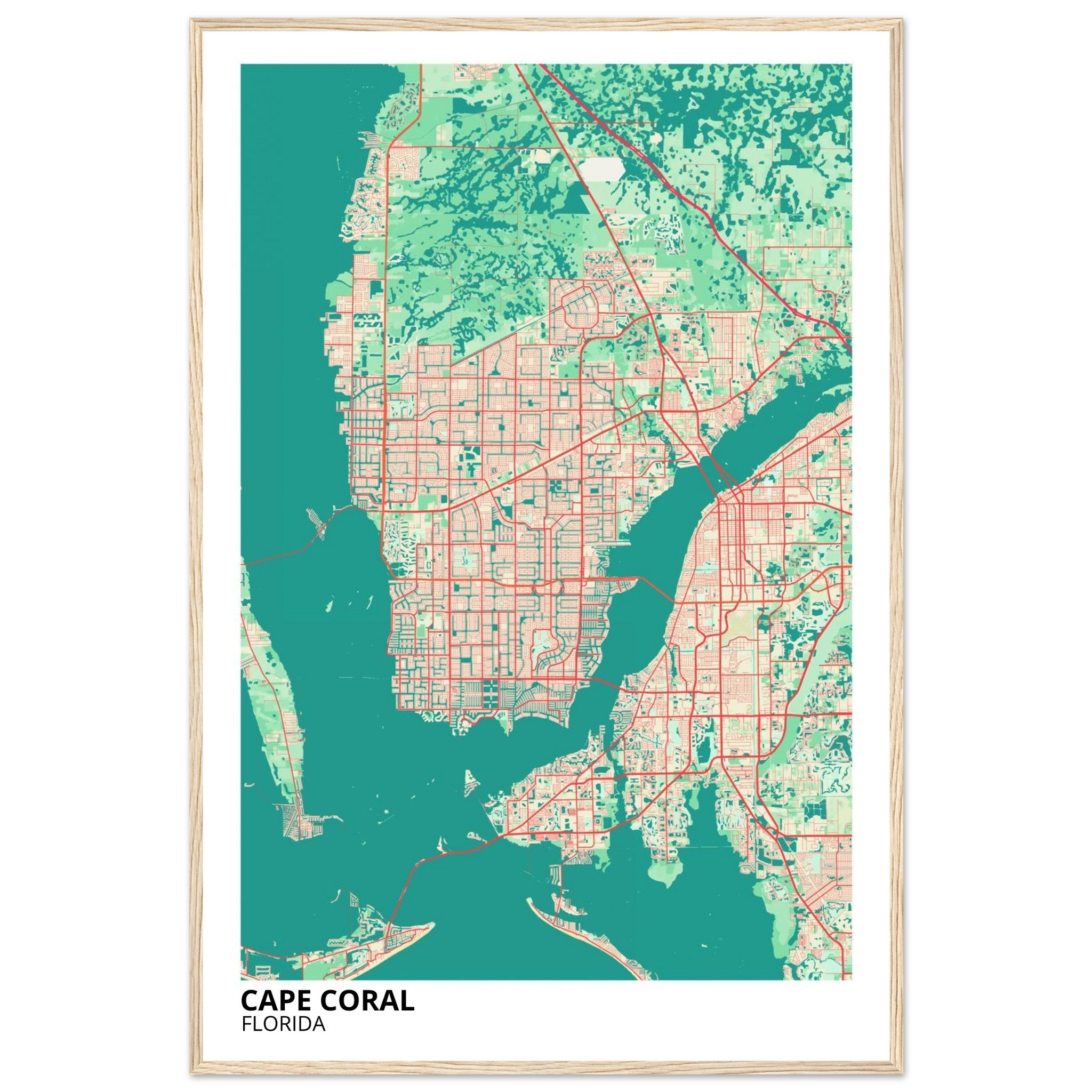 cape coral map poster print