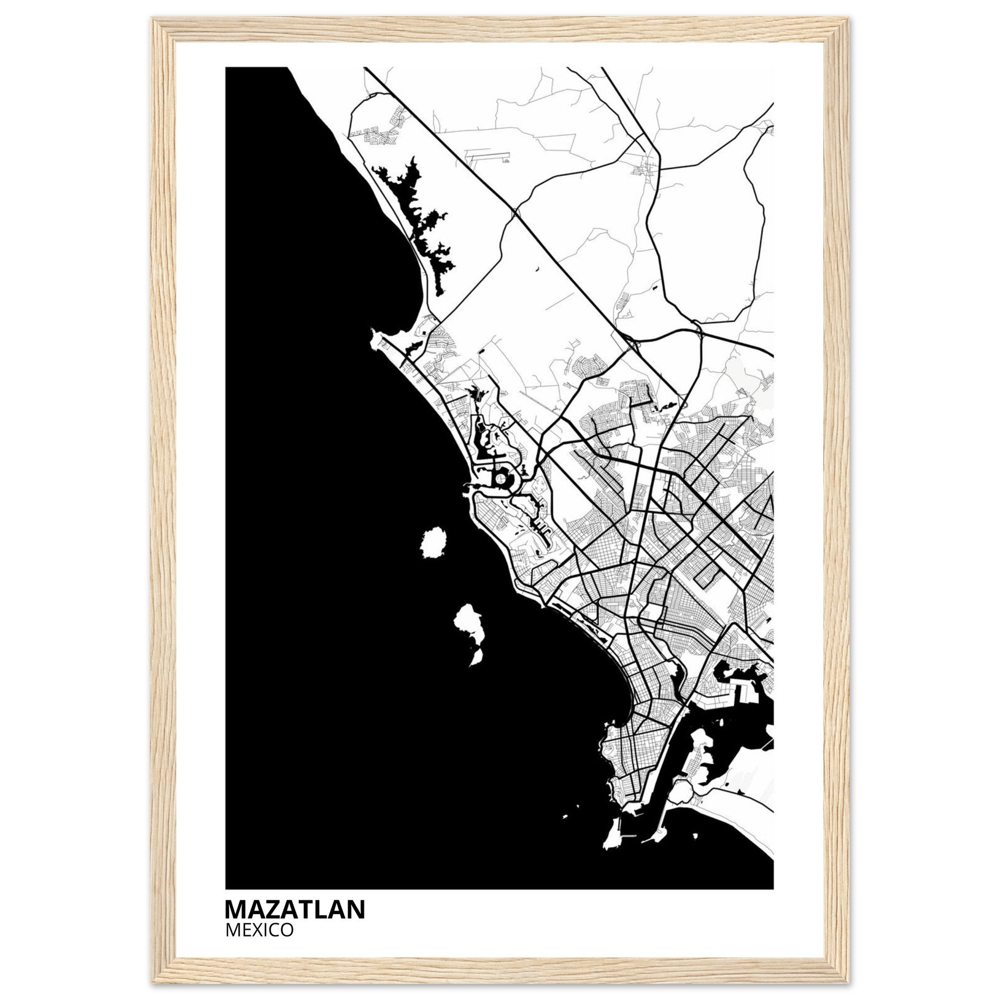 Mazatlan Mexico City Map Poster | Custom Map Art Print - Ink And Atlas