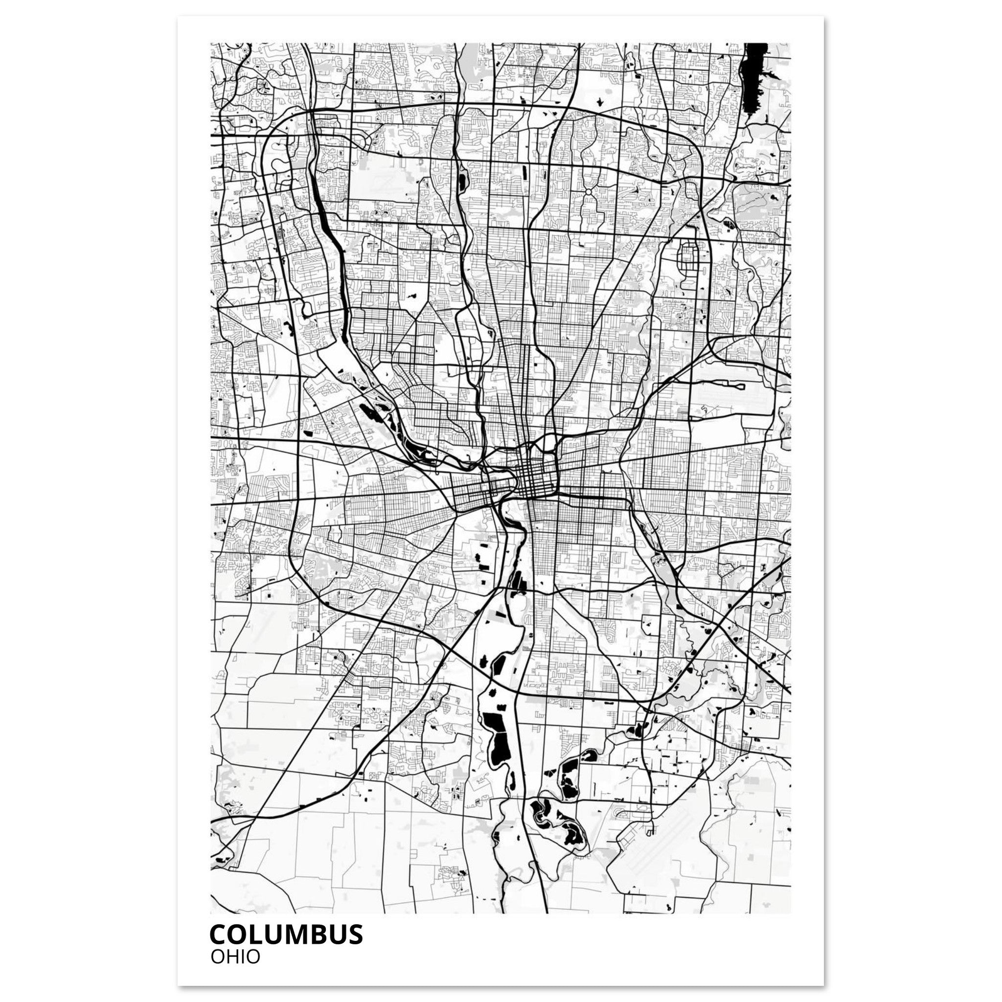 Columbus Ohio City Map Poster | Custom Map Art Print - Ink And Atlas