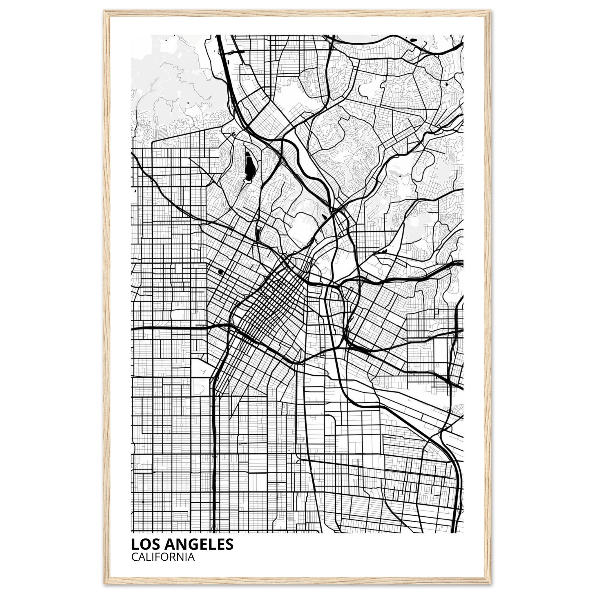 los angeles map poster print