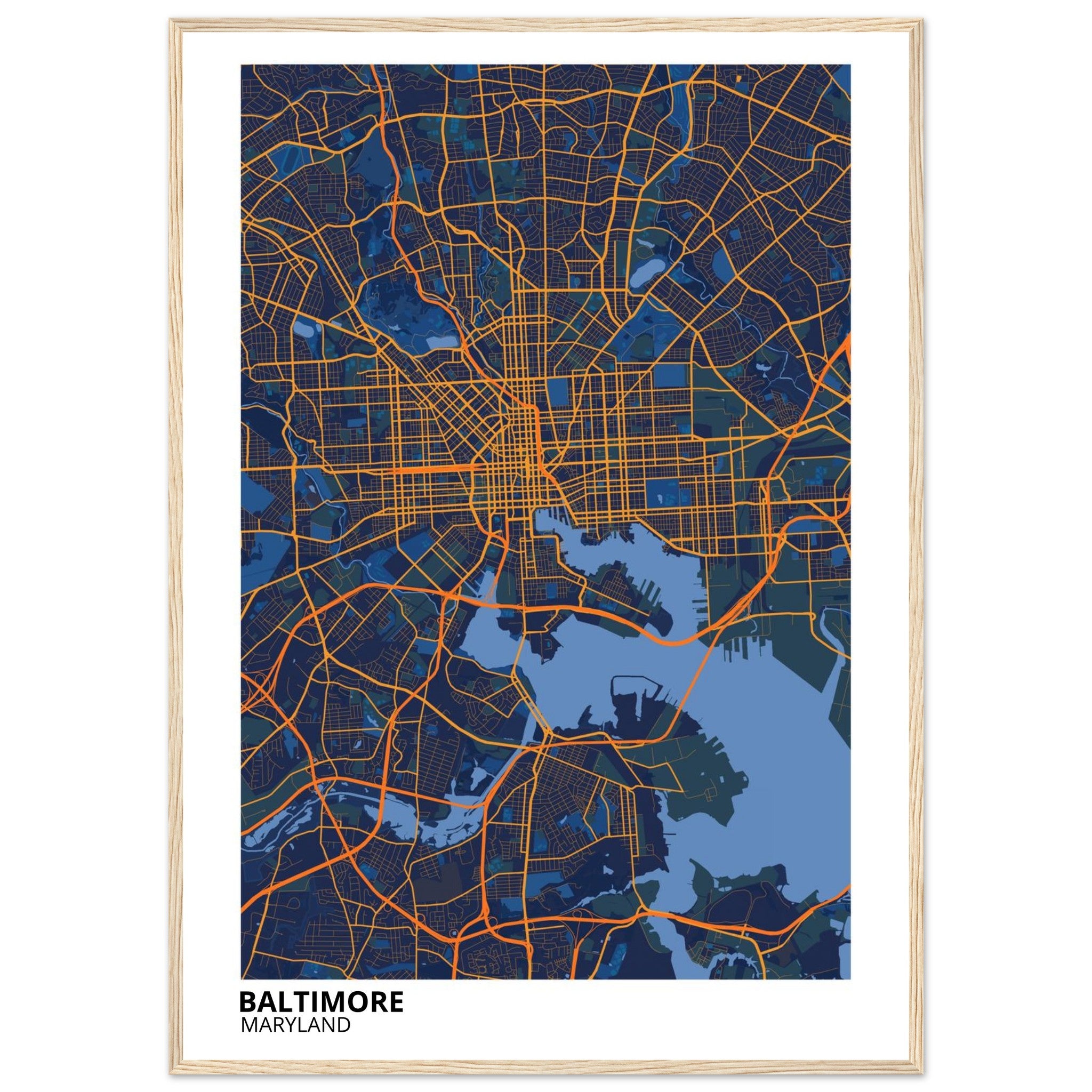 baltimore map poster print