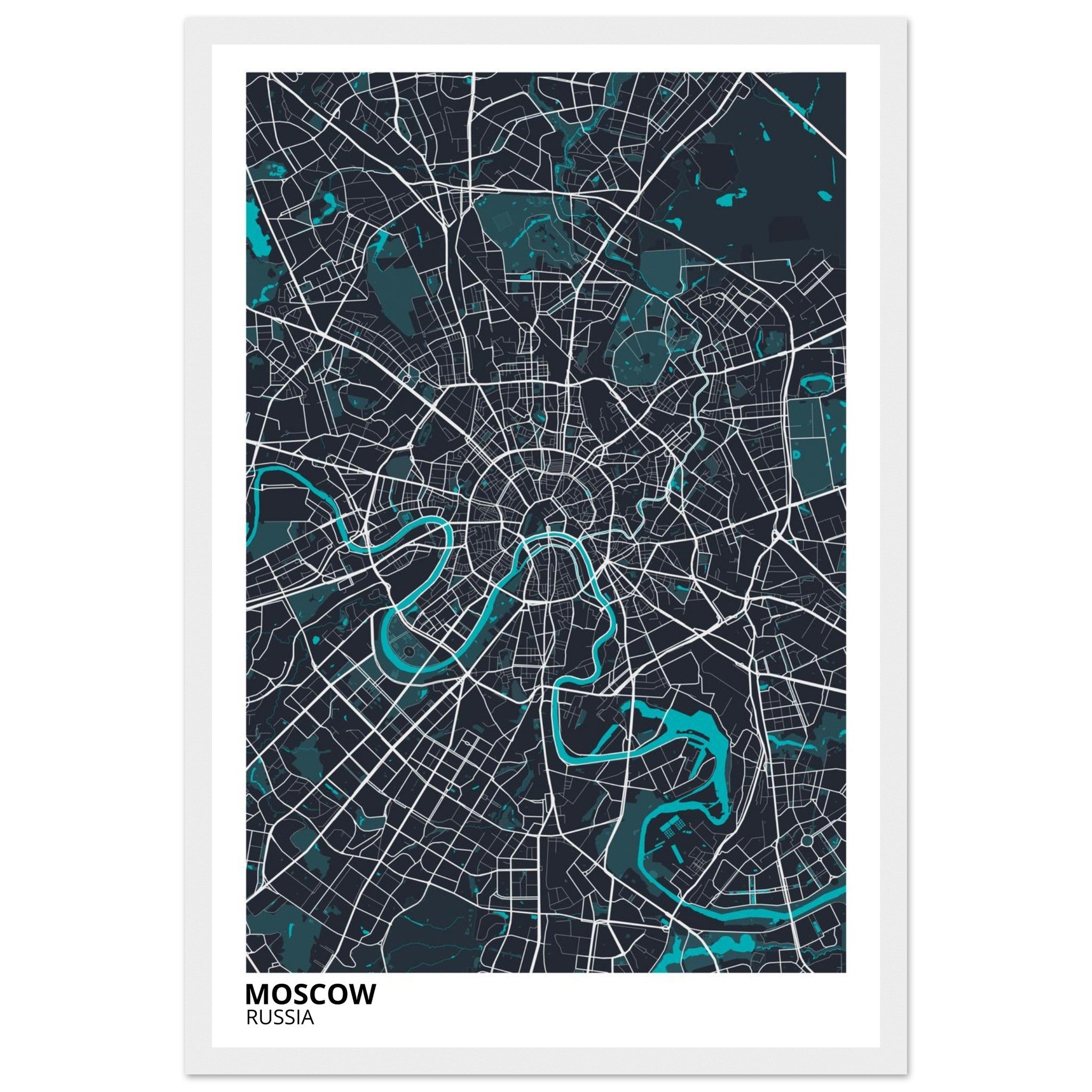 moscow russia map poster print