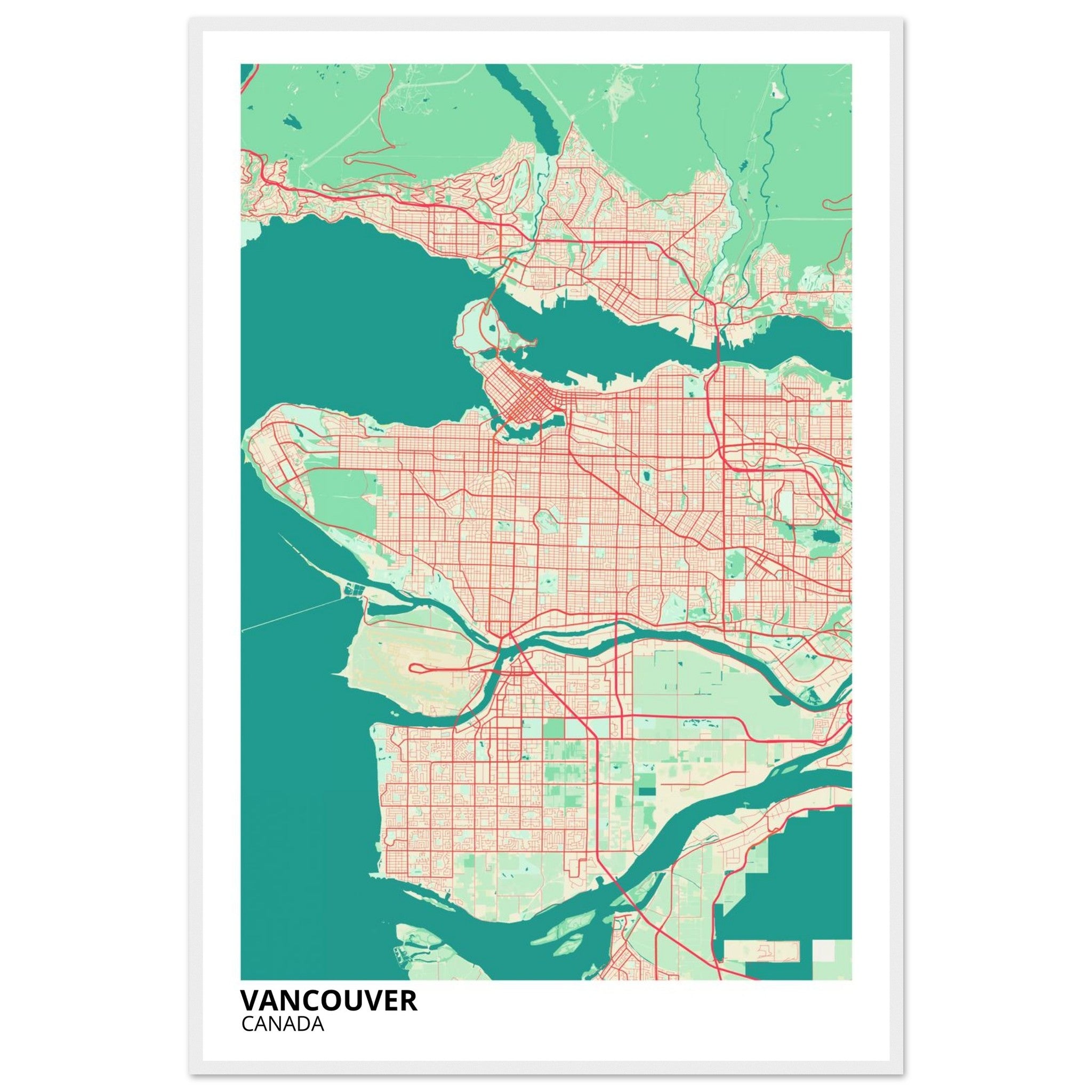 Vancouver Canada City Map Poster | Custom Map Art Print - Ink And Atlas