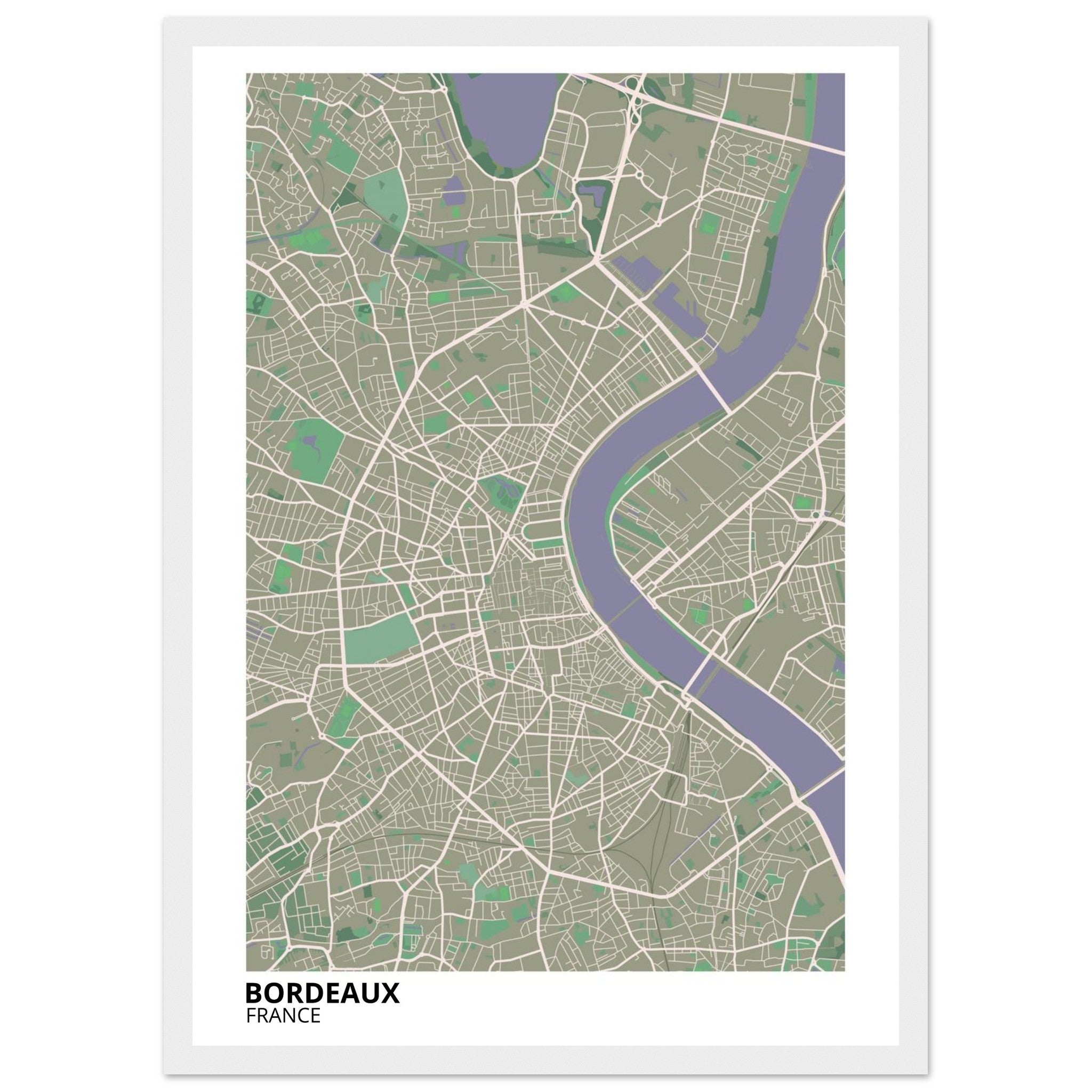 Bordeaux France City Map Poster | Custom Map Art Print - Ink And Atlas