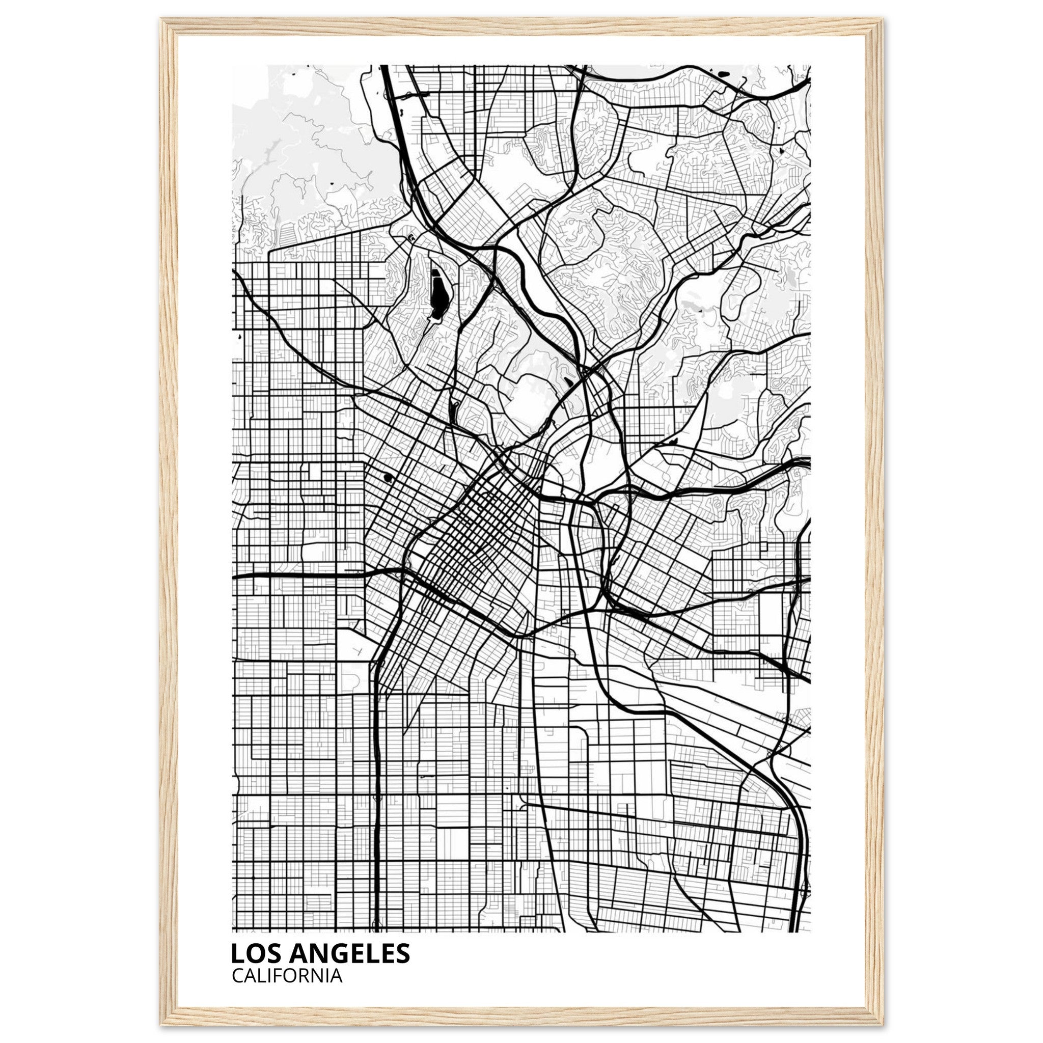 los angeles map poster print