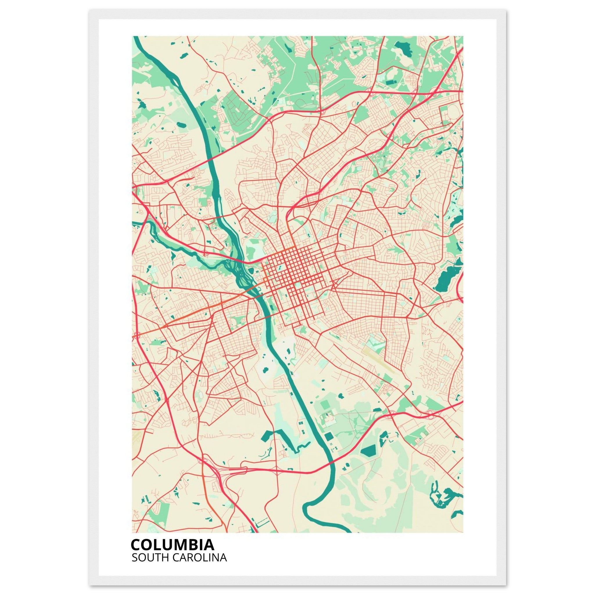 columbia map poster print