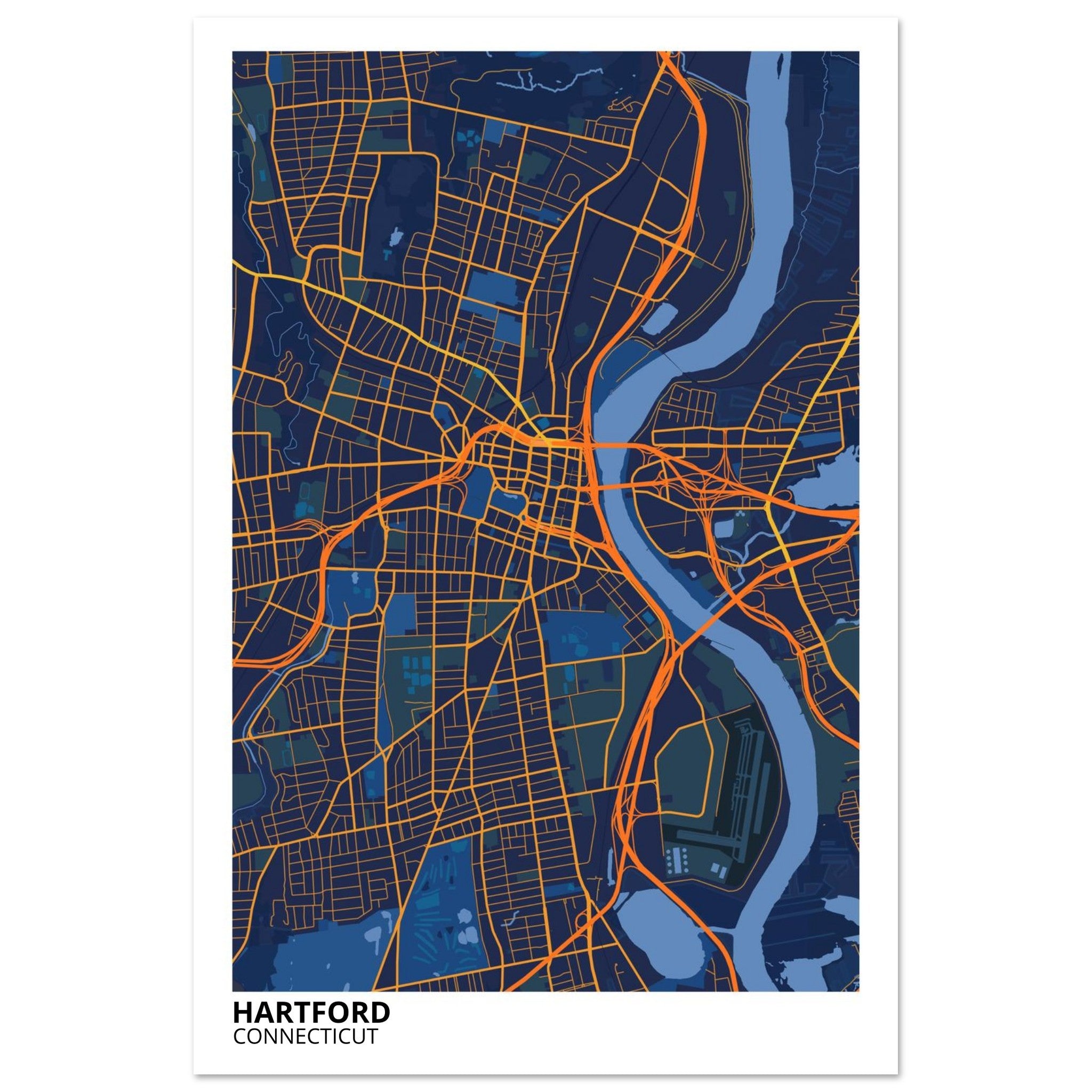 hartford map poster print