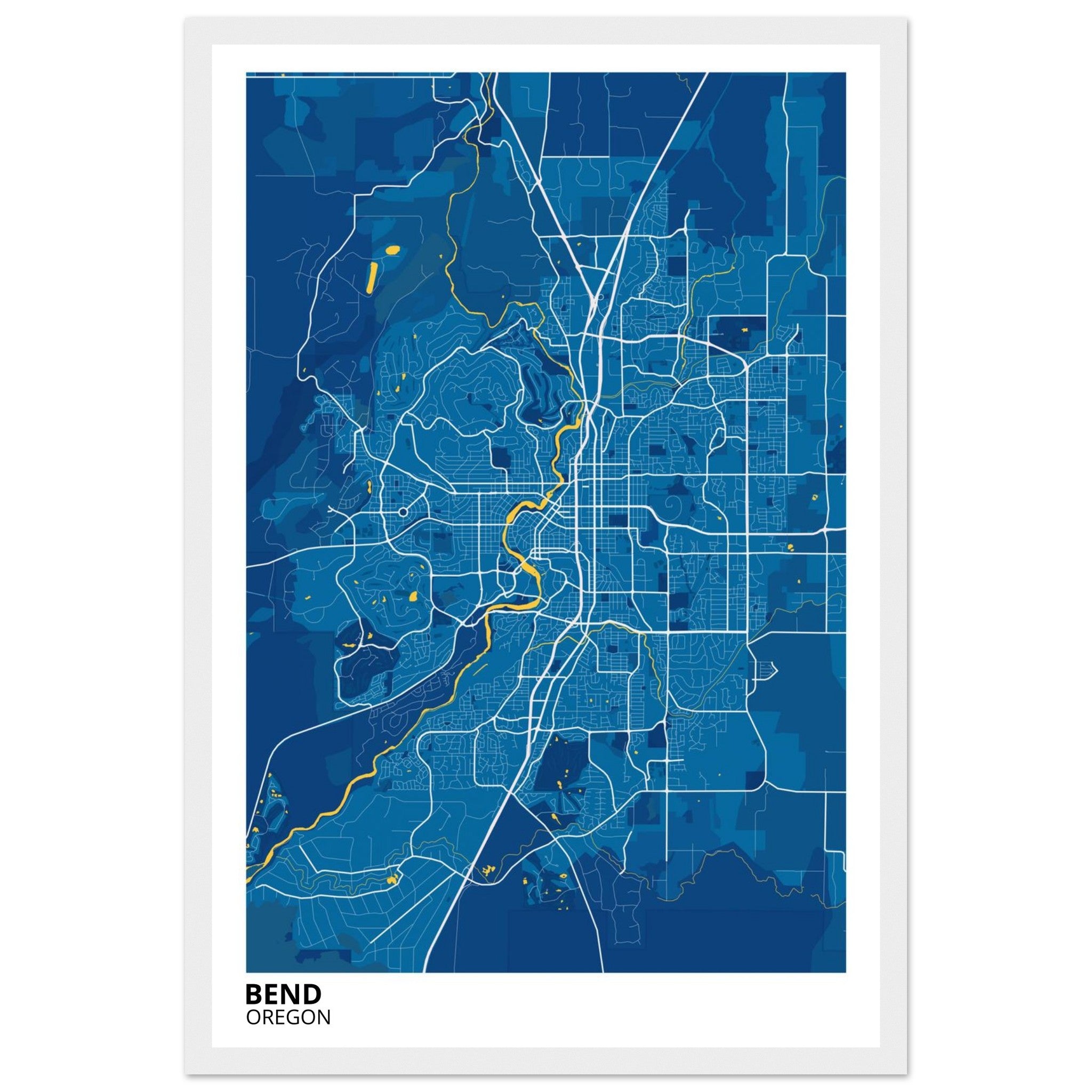 Bend Oregon City Map Poster | Custom Map Art Print - Ink And Atlas