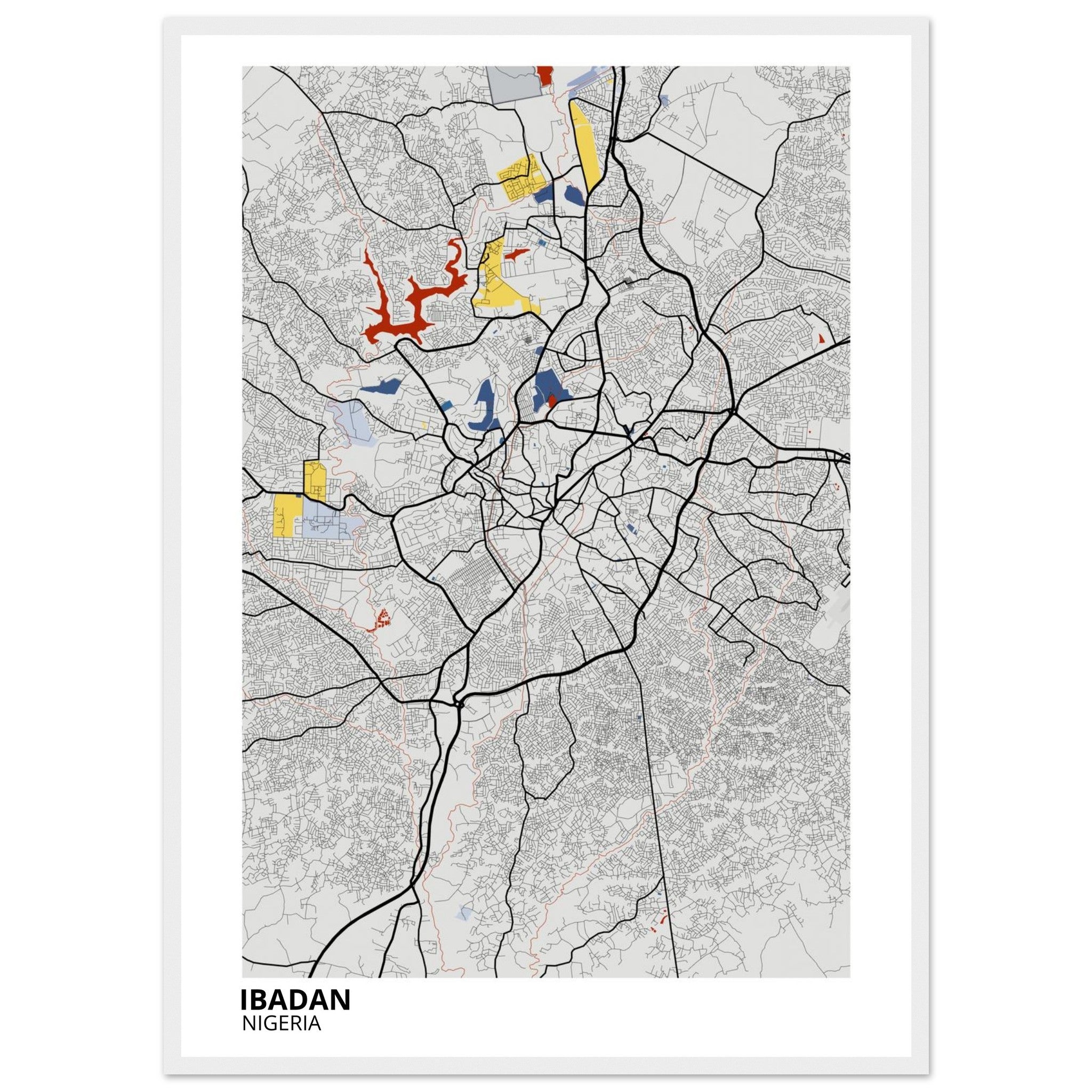 Ibadan Nigeria City Map Poster | Custom Map Art Print - Ink And Atlas