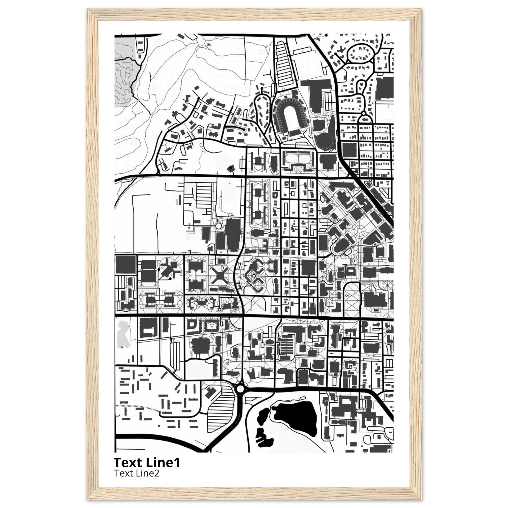 purdue university indiana main campus modern campus map print