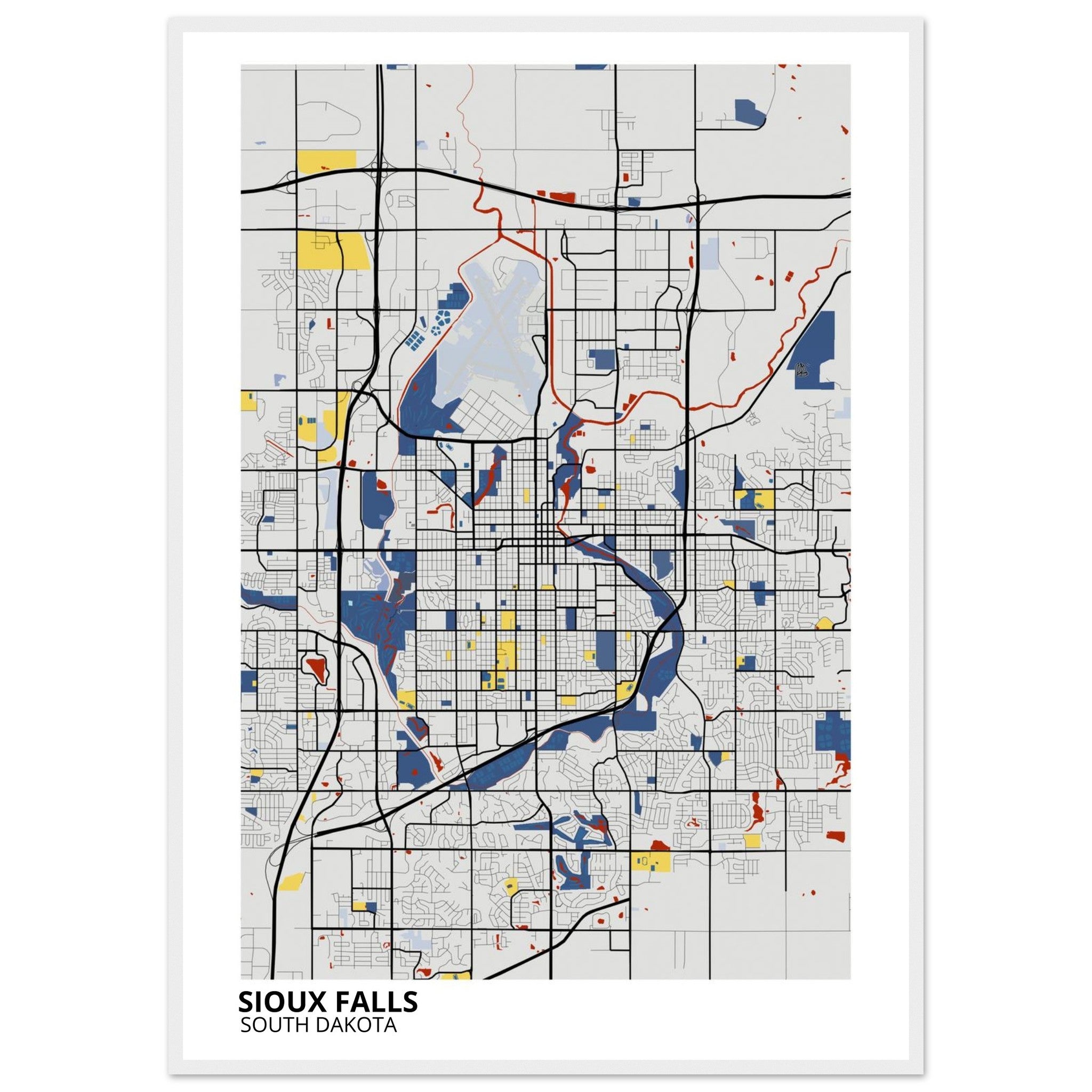 Sioux Falls South Dakota City Map Poster | Custom Map Art Print - Ink And Atlas