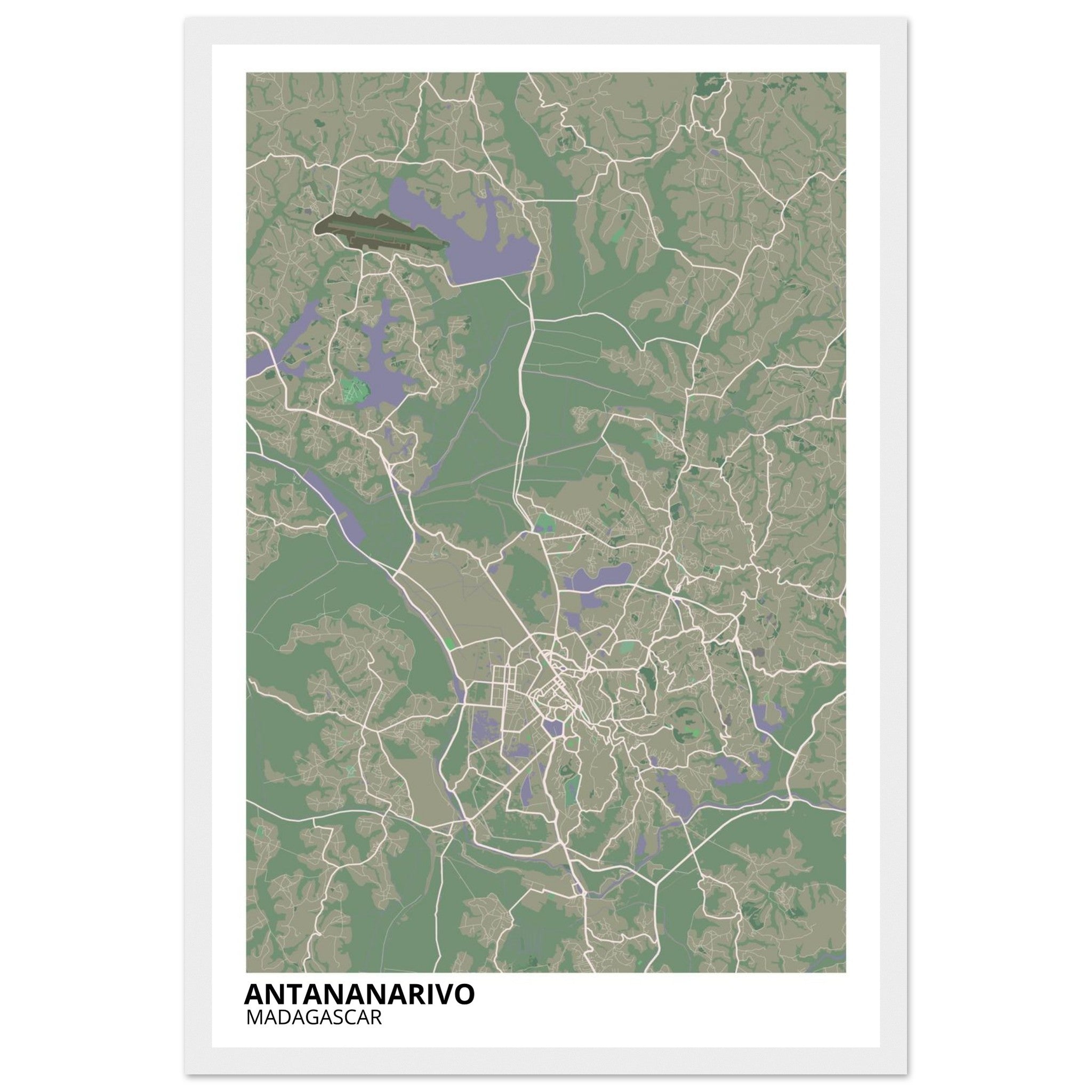 Antananarivo Madagascar City Map Poster | Custom Map Art Print - Ink And Atlas