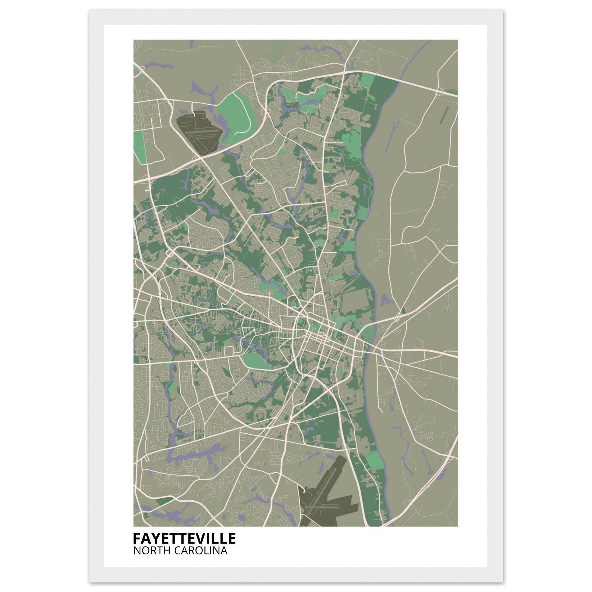 Fayetteville North Carolina City Map Poster | Custom Map Art Print - Ink And Atlas