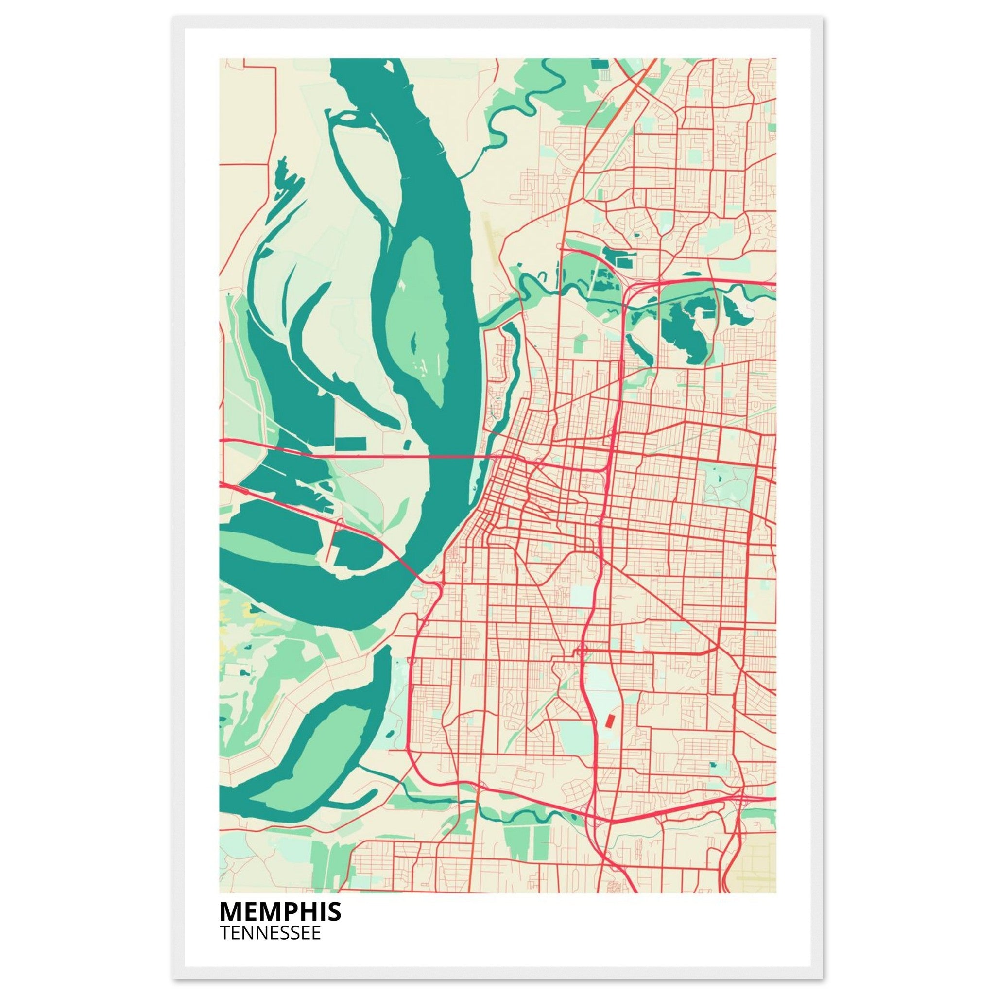 memphis map poster print