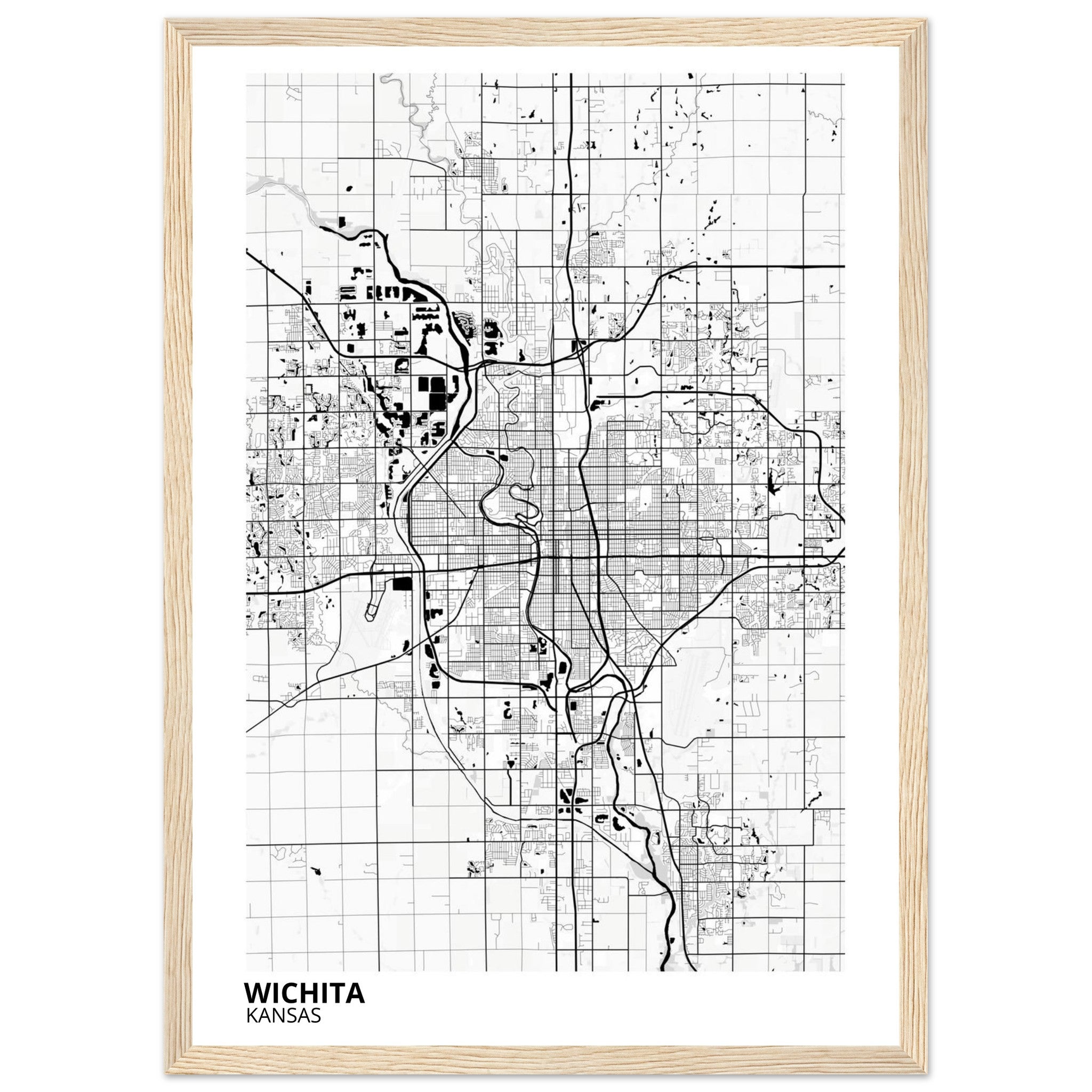 wichita map poster print