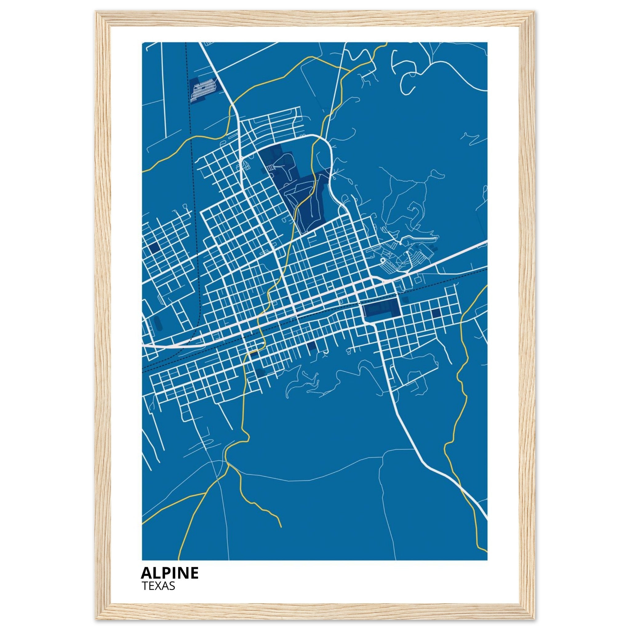 Alpine Texas City Map Poster | Custom Map Art Print - Ink And Atlas