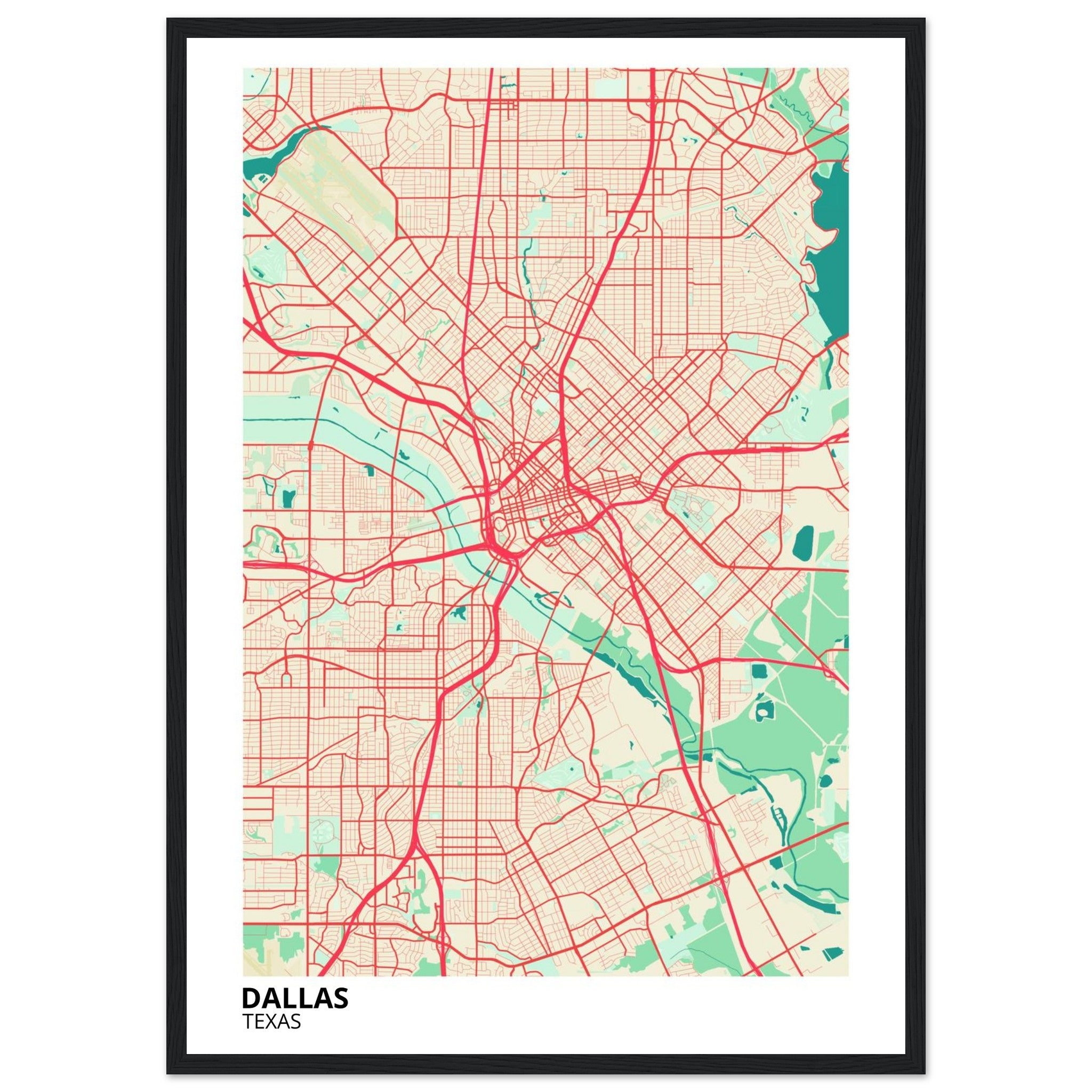 dallas map poster print