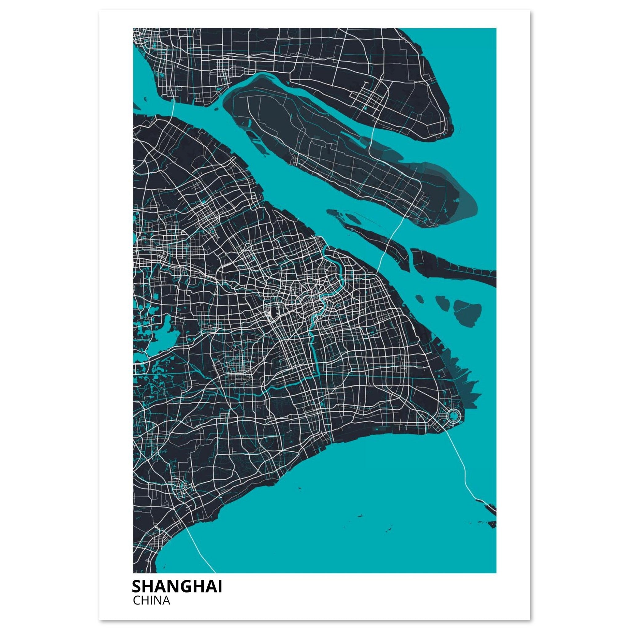 shanghai china map poster print