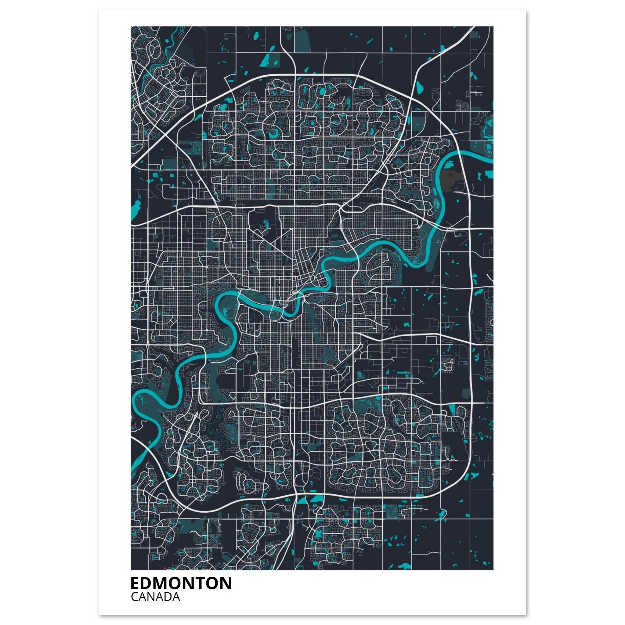 Edmonton Canada City Map Poster | Custom Map Art Print - Ink And Atlas