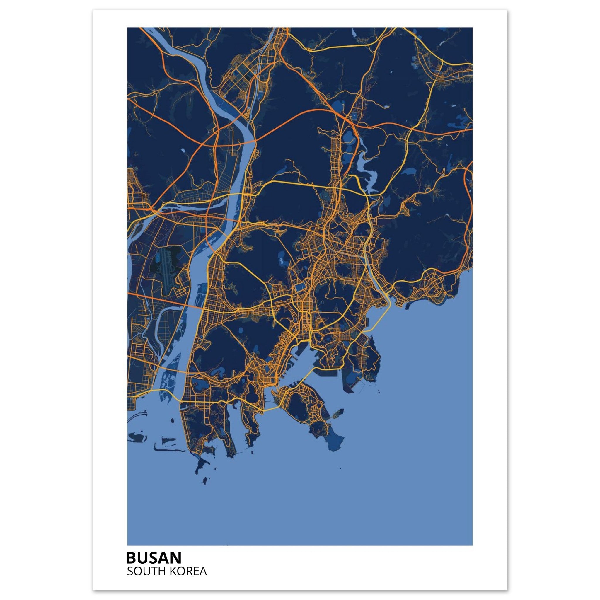 Busan South Korea City Map Poster | Custom Map Art Print - Ink And Atlas