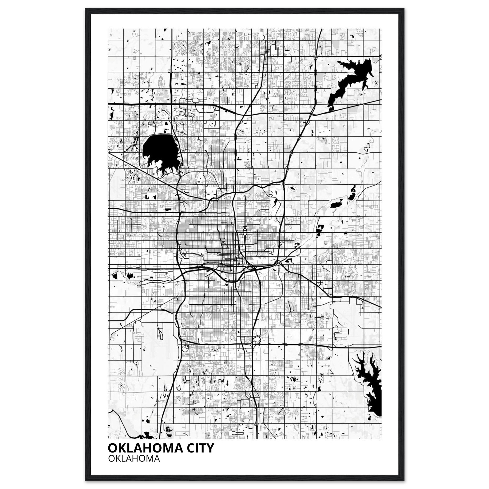 oklahoma city map poster print