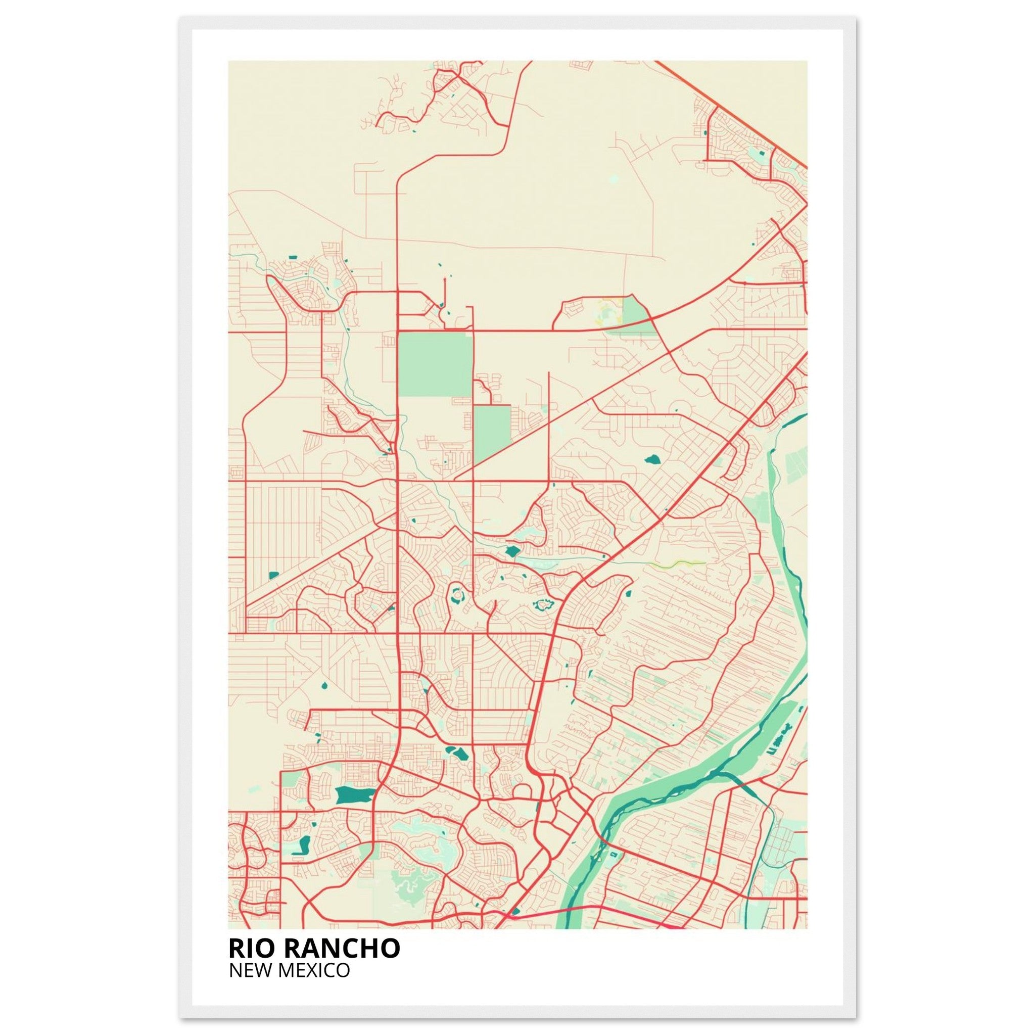 Rio Rancho New Mexico City Map Poster | Custom Map Art Print - Ink And Atlas