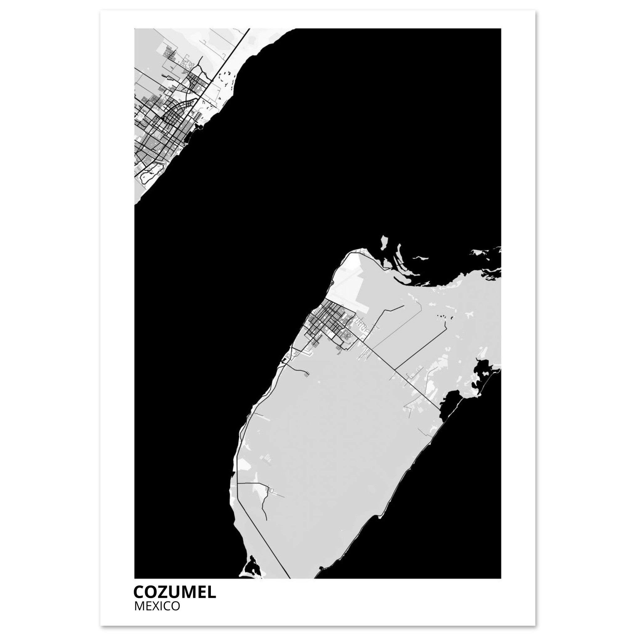 Cozumel Mexico City Map Poster | Custom Map Art Print - Ink And Atlas
