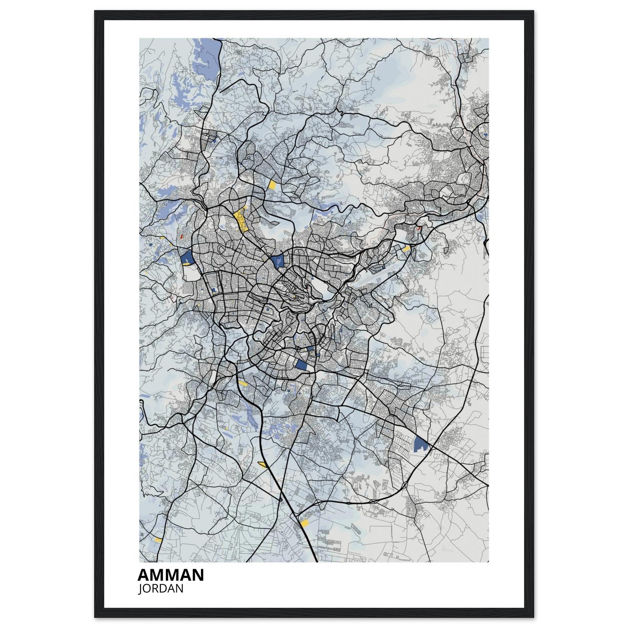 amman jordan map poster print