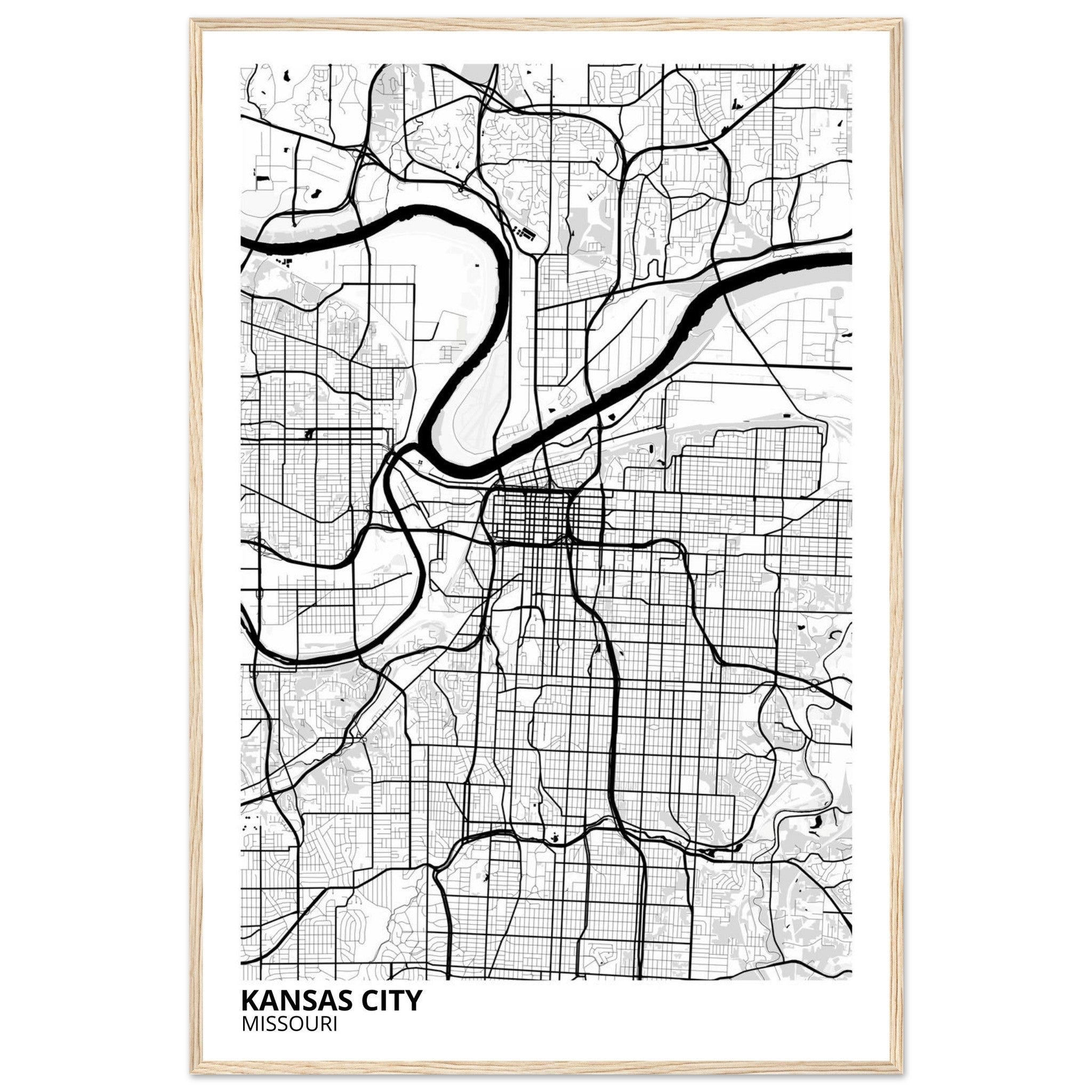 kansas city map poster print