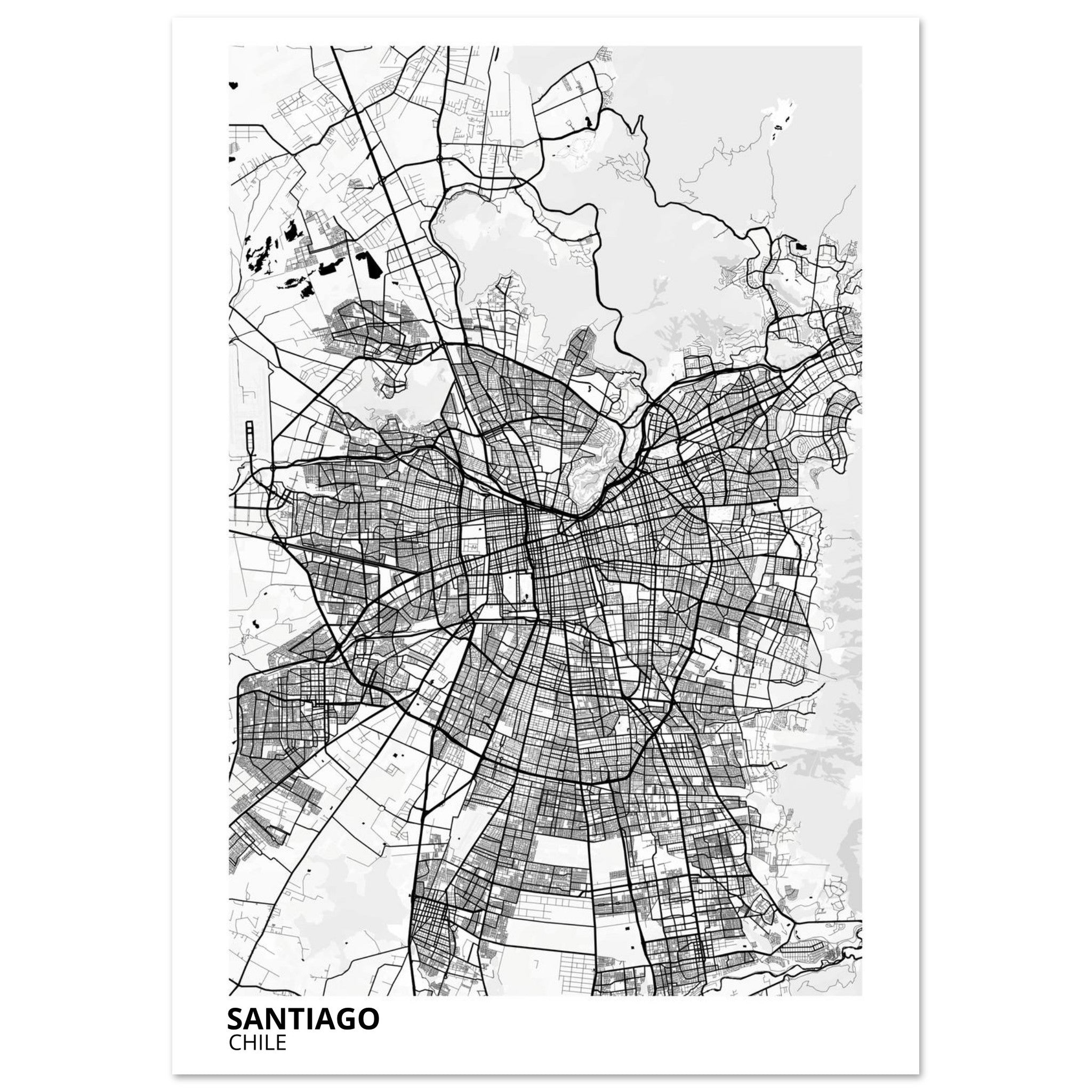Santiago Chile City Map Poster | Custom Map Art Print - Ink And Atlas