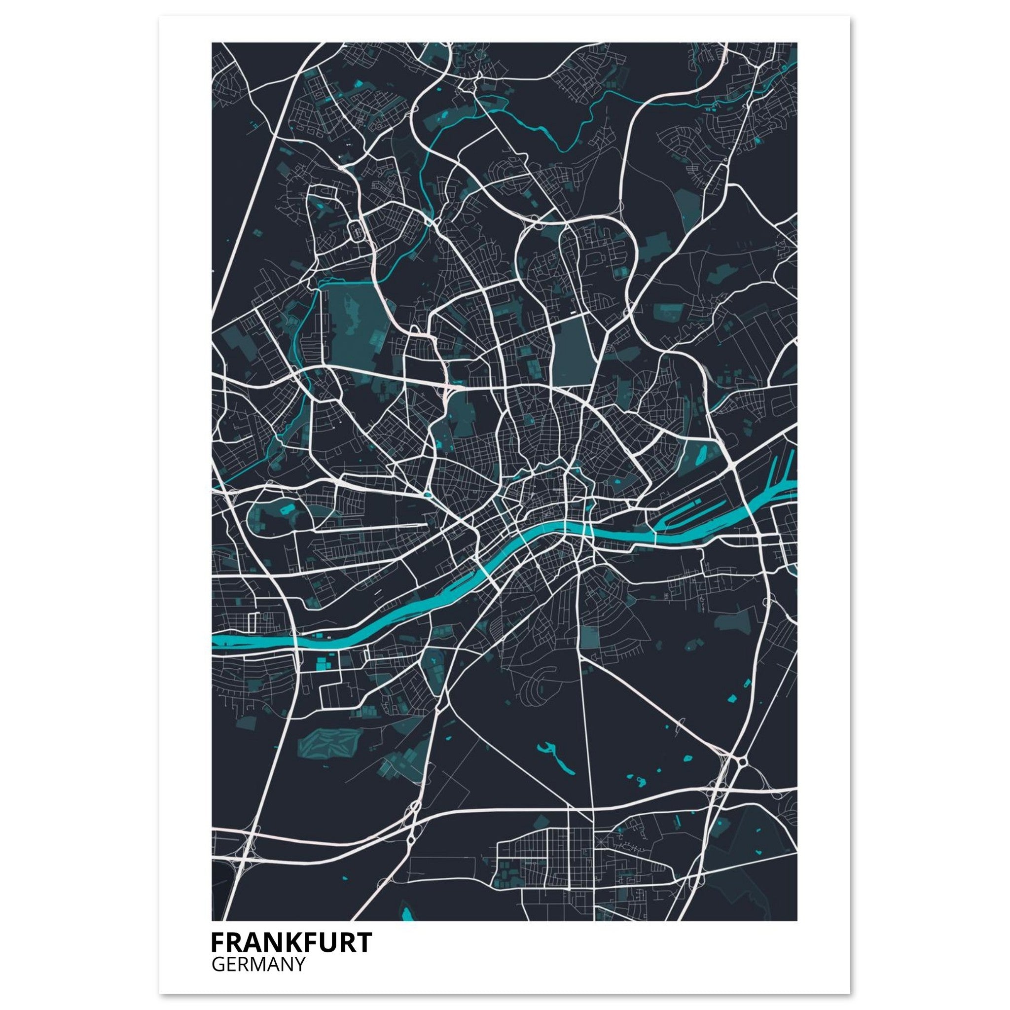 Frankfurt Germany City Map Poster | Custom Map Art Print - Ink And Atlas
